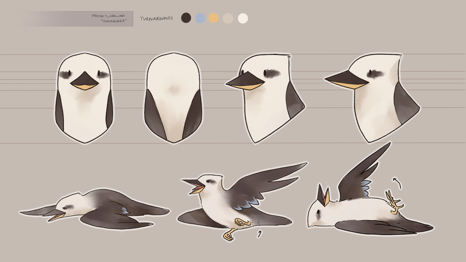 Kookaburra Character Bust Turnaround for "RED EARTH"