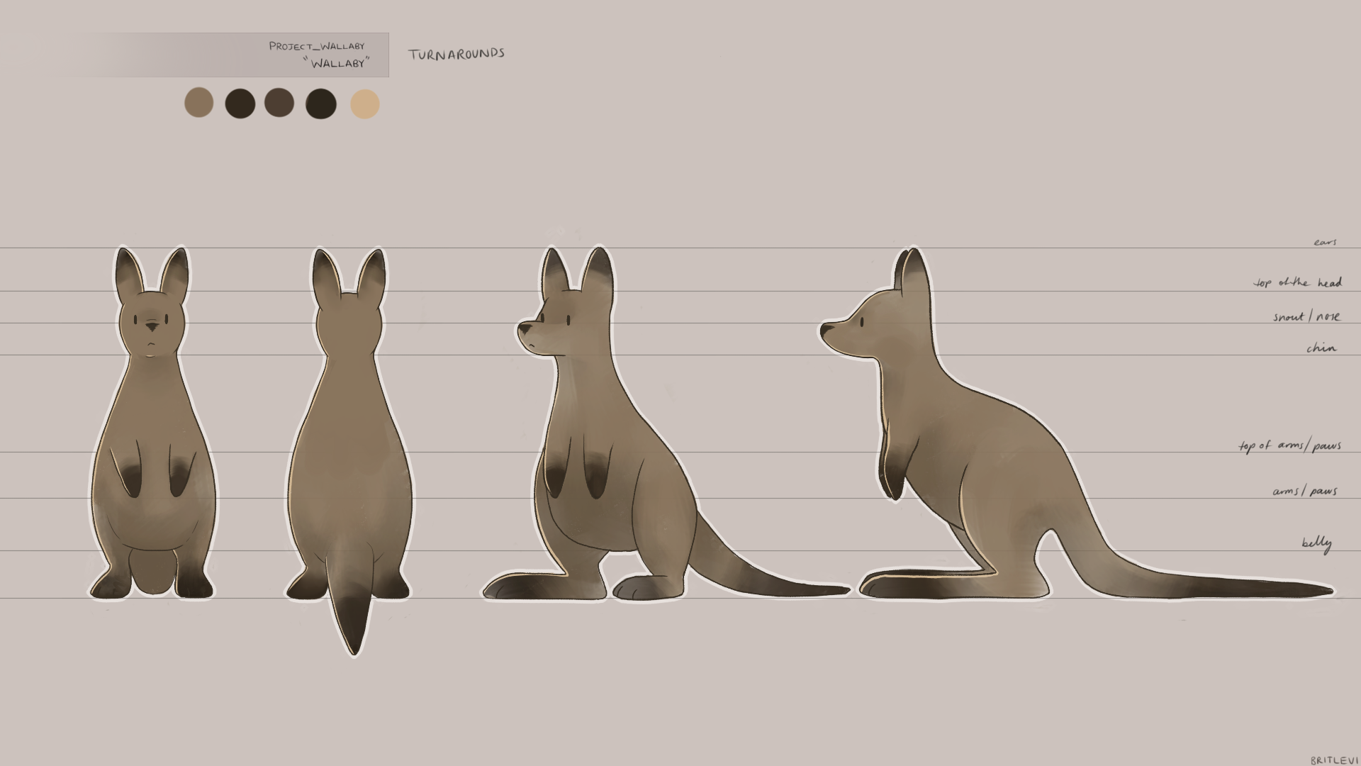 Wallaby Character Turnaround for "RED EARTH"