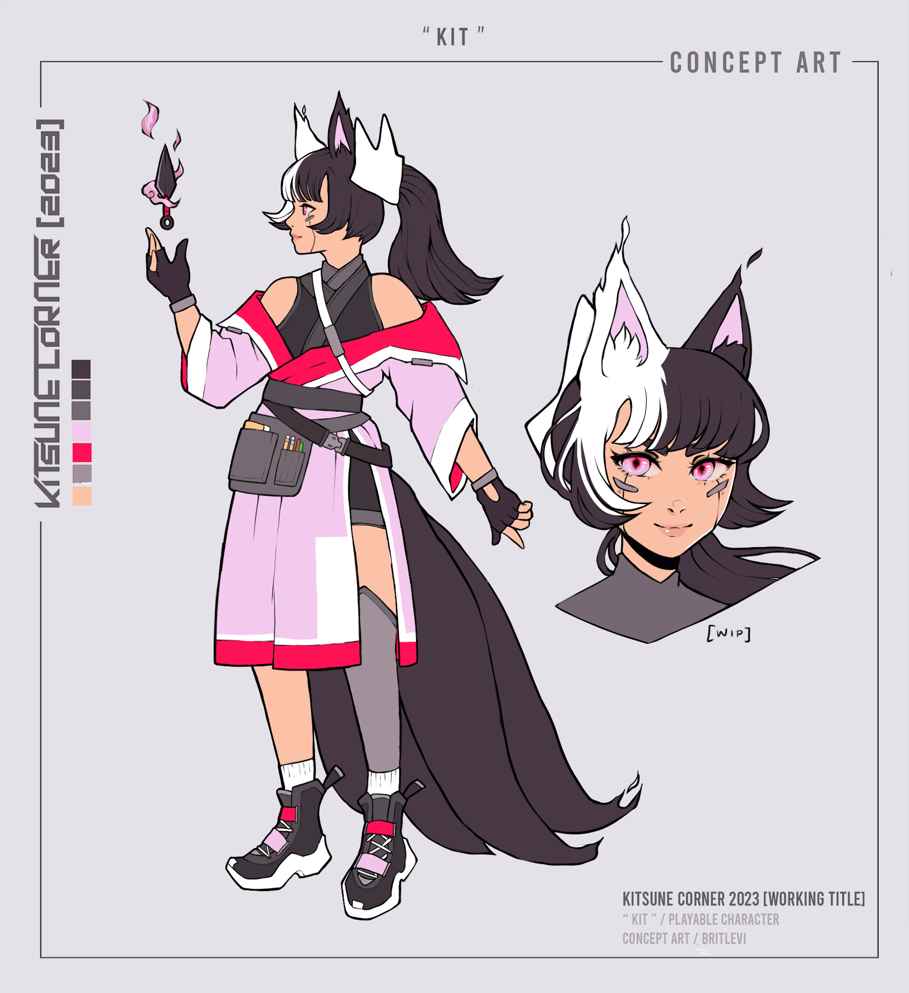 "Kit" Playable Character Design for KITSUNETIC (2023)
