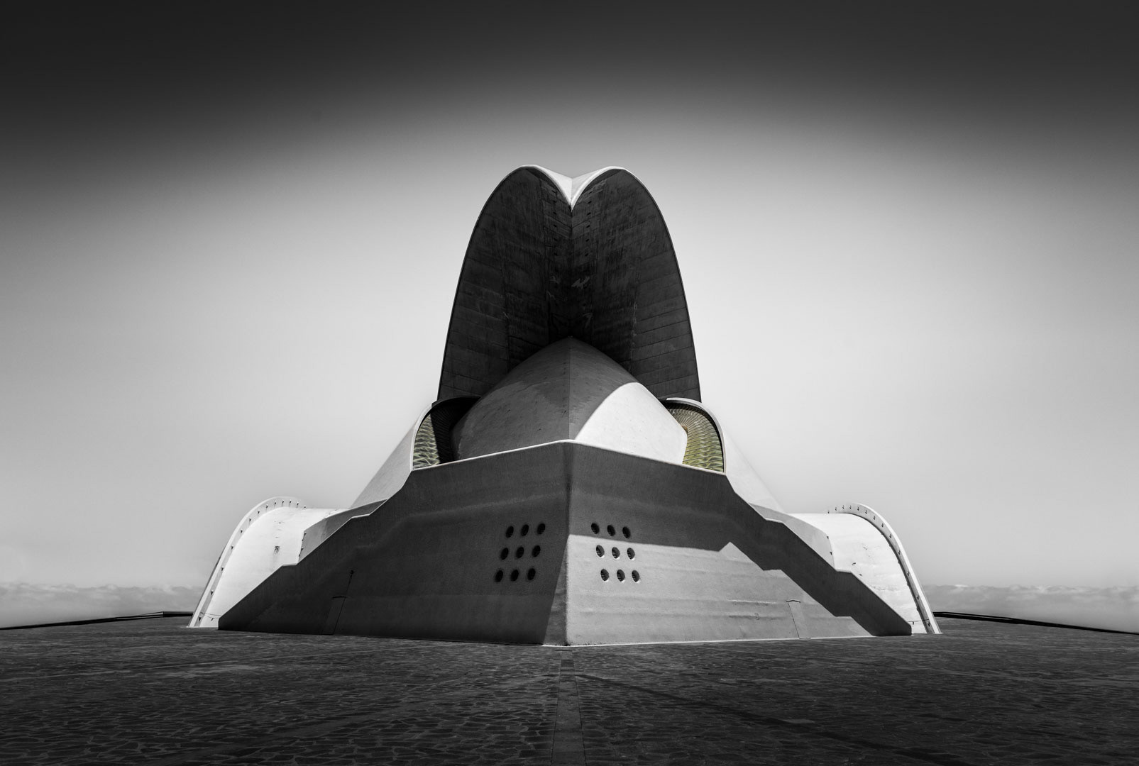Concrete Wings — Modern concert hall design blending geometry and gravity, Puerto de la Cruz.