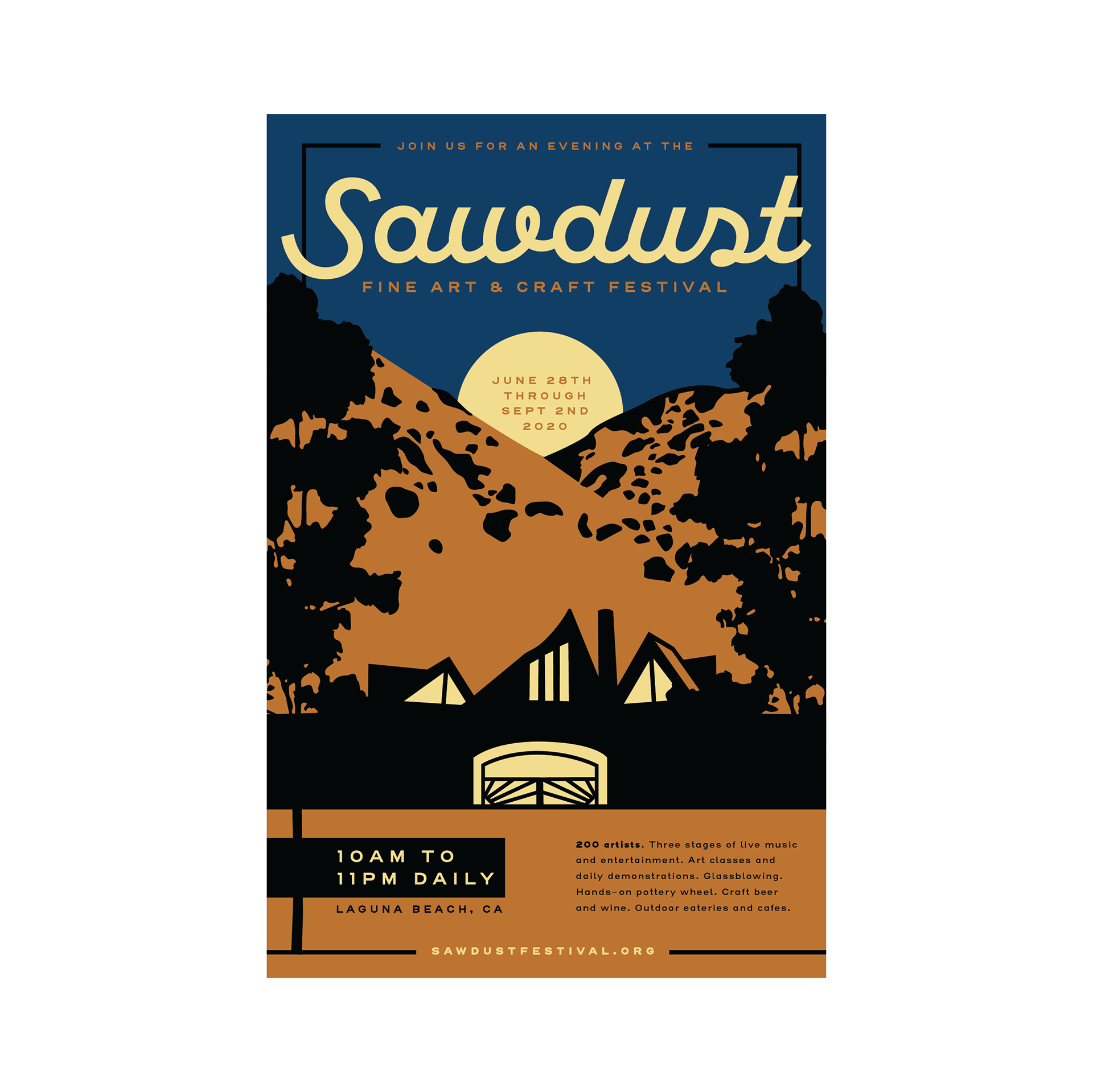 Sawdust Festival Poster - Evening Illustration