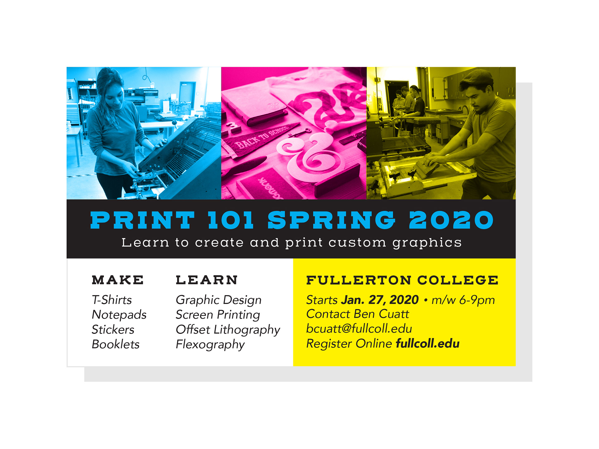 Fullerton College Print 101 Promo Postcard Back