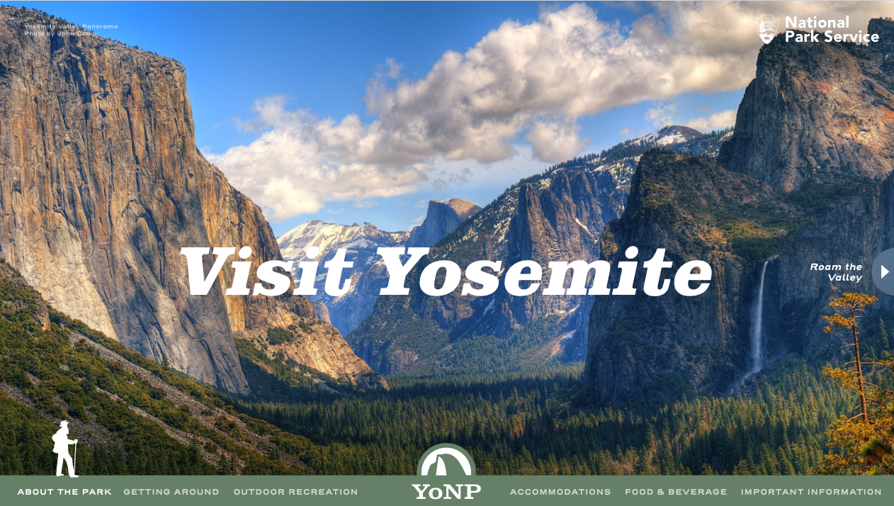 Yosemite National Park - website mock-up