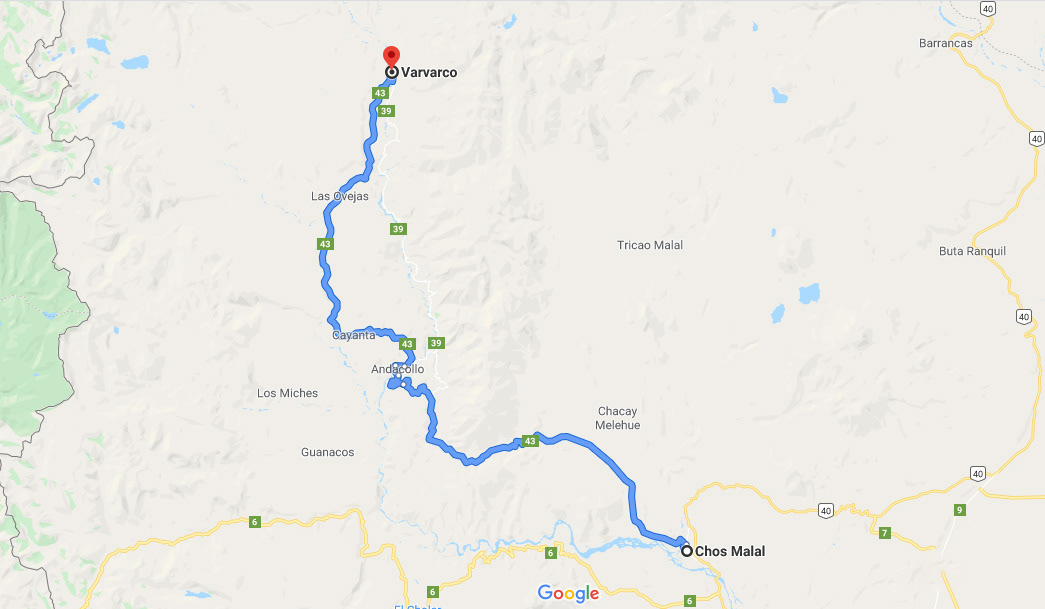 Ruta desde Chos Malal hasta Varvarco