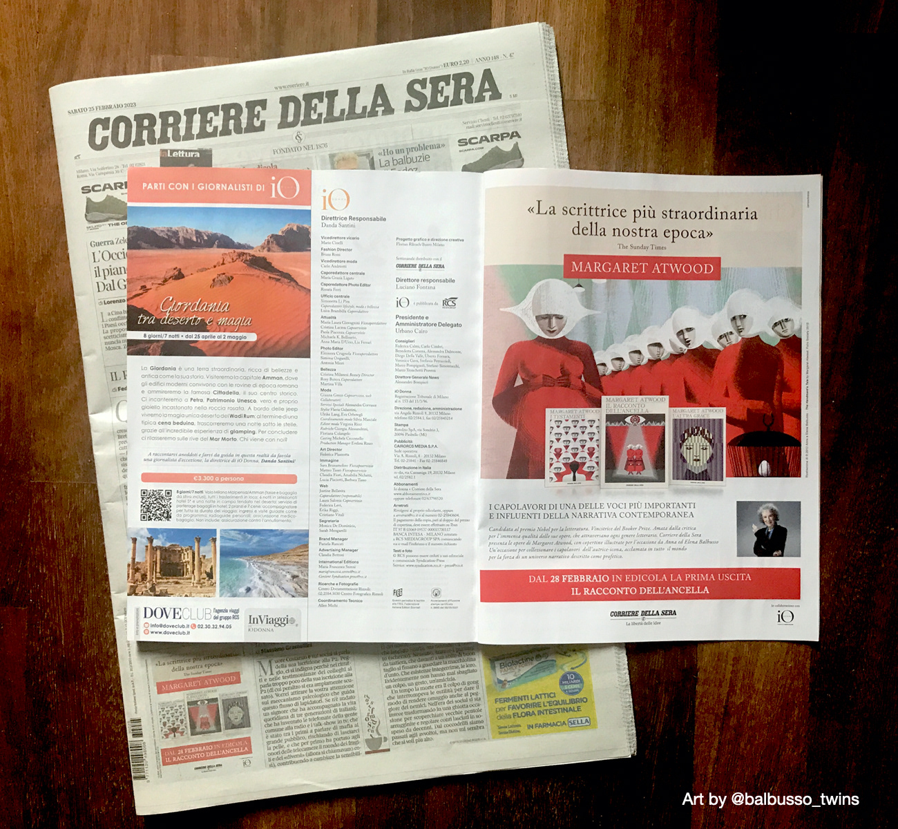 the full page ad in the Io Donna magazine Italy for the launch of the exclusive series of 21 Margaret Atwood’s novels