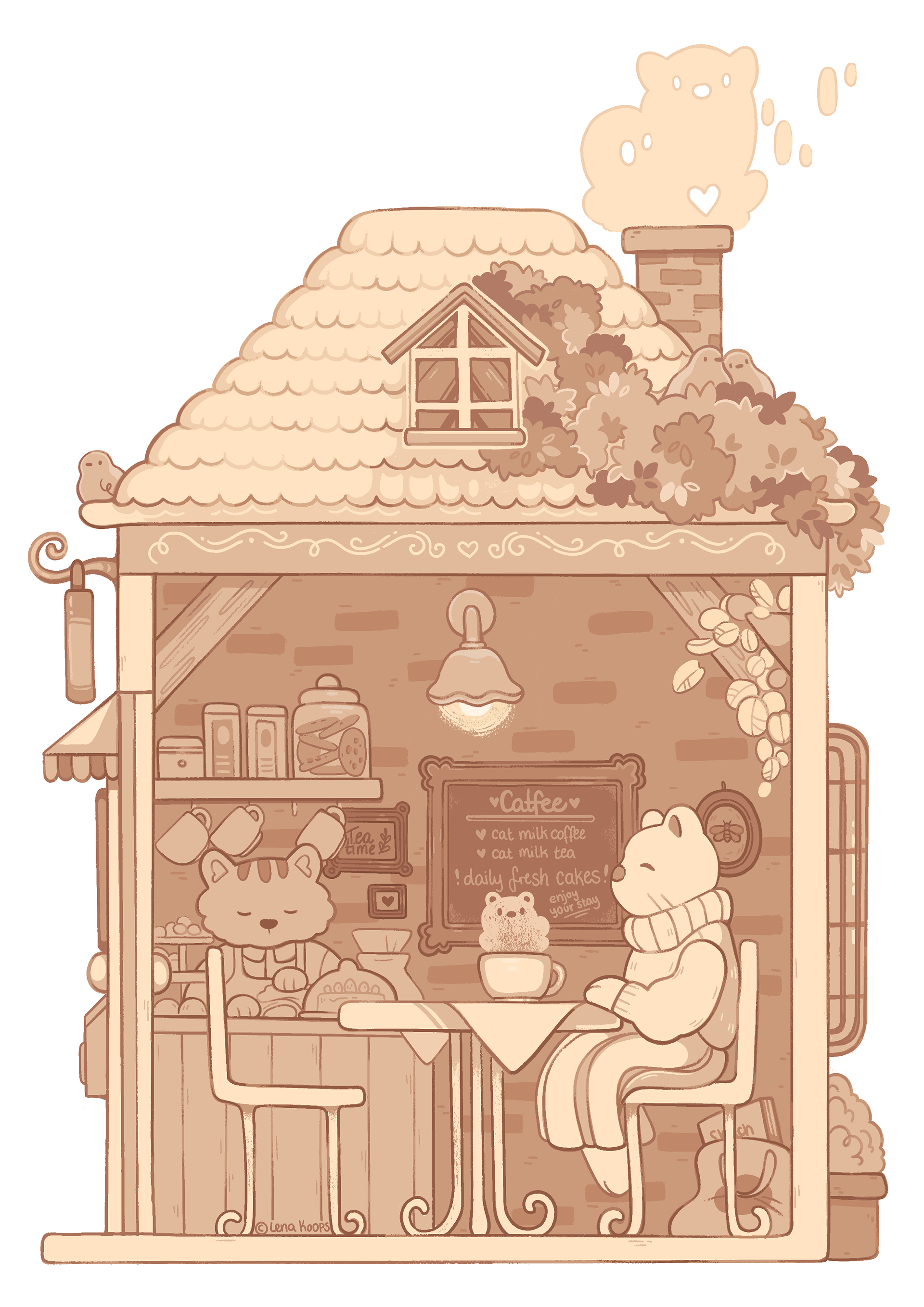 Katzencafé - freie Illustration