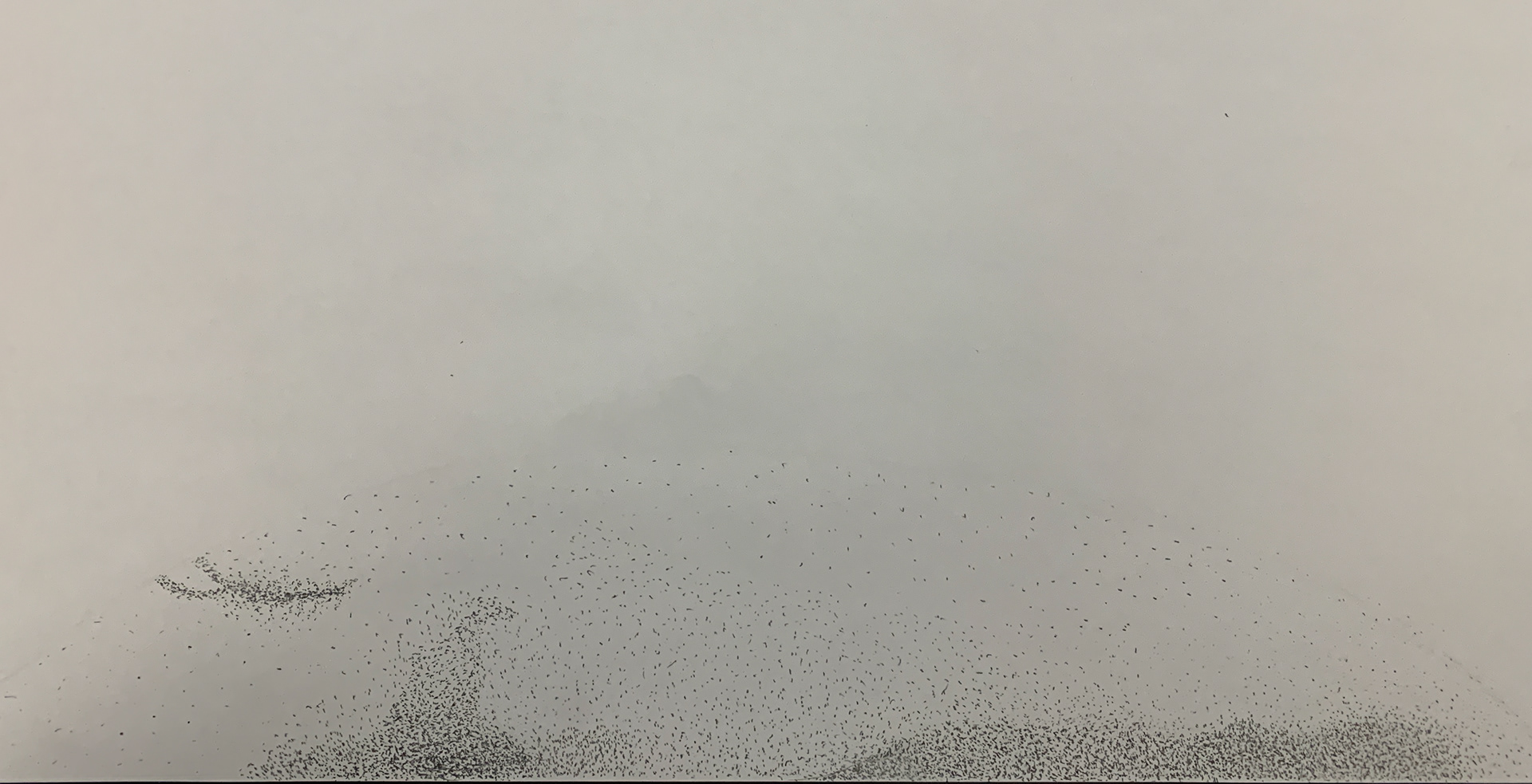 Pointillism technique for the moon on the bottom edge 