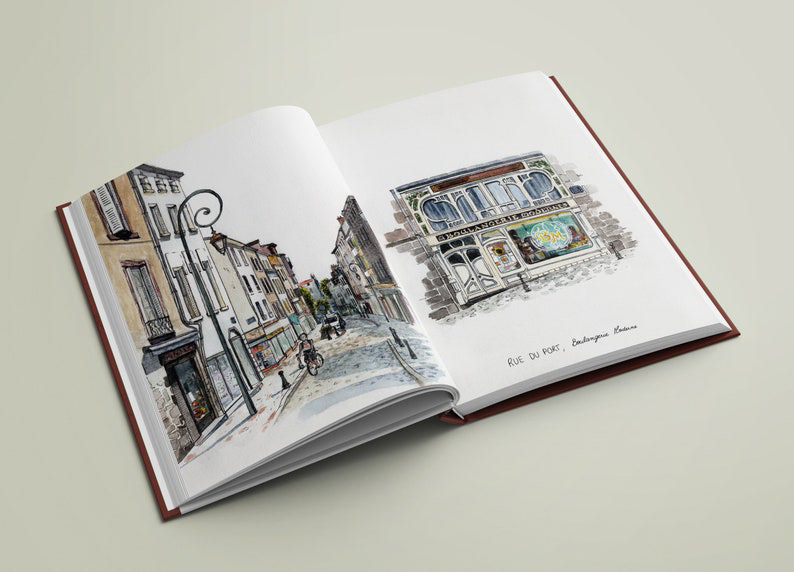 Rue du port et Boulangerie moderne, par Sarah Leïla Roux. Carnet de voyage Clermont-Ferrand et alentours