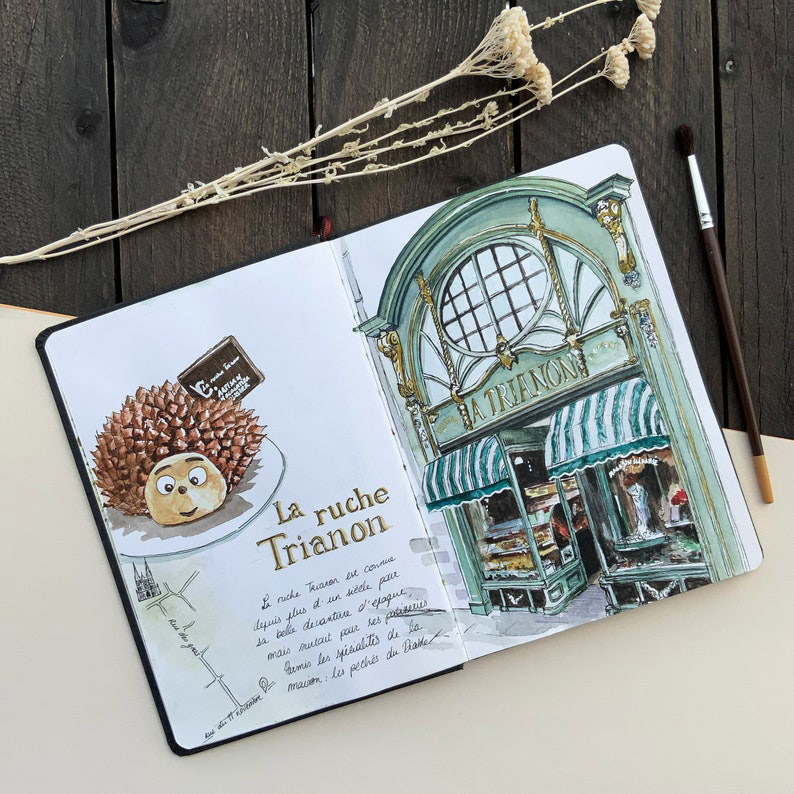 Ruche Trianon, carnet d'aquarelles par Sarah Leïla Roux. Carnet de voyage Clermont-Ferrand et alentours