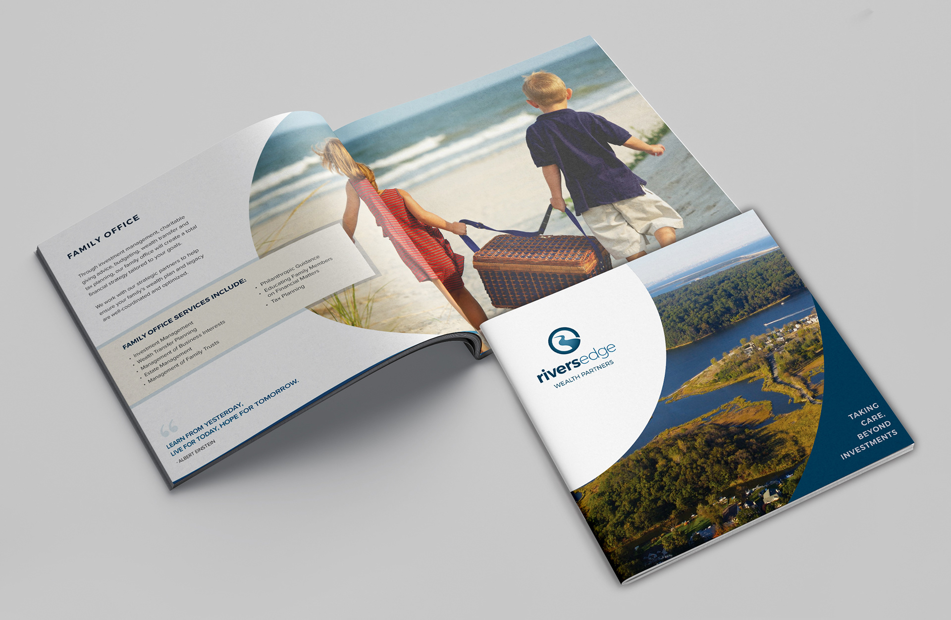 Branding and marketing collateral for Rivers Edge Wealth Partners in Red Bank, NJ 