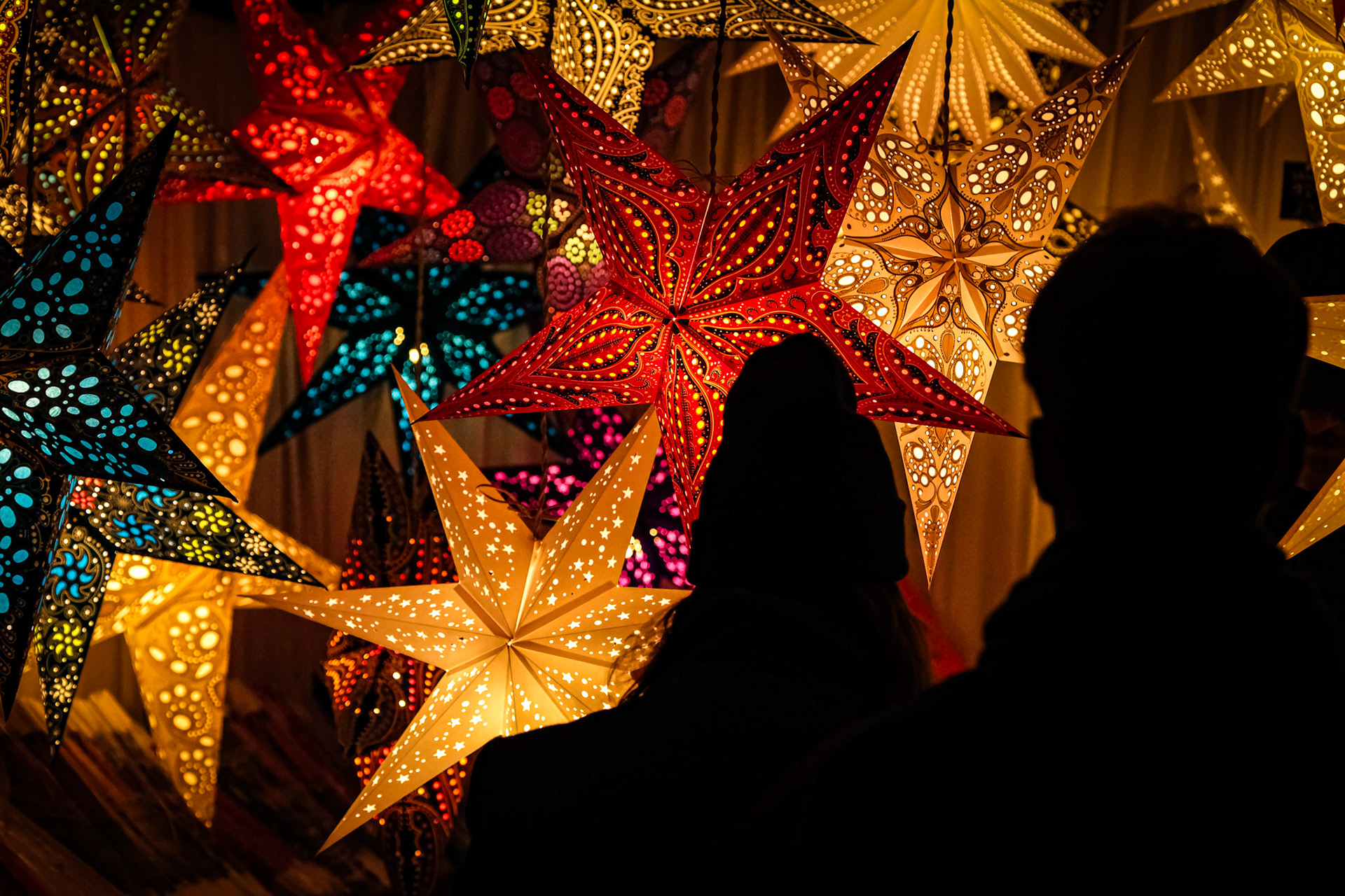 Christmas stars silhouette