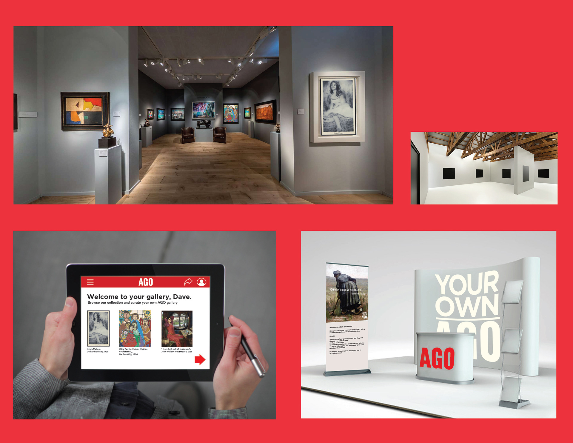 It was really important to incorporate technology into this campaign to give the art at the AGO more relevance to consumers. Thus, I included a VR pop-up as a major part of this campaign.