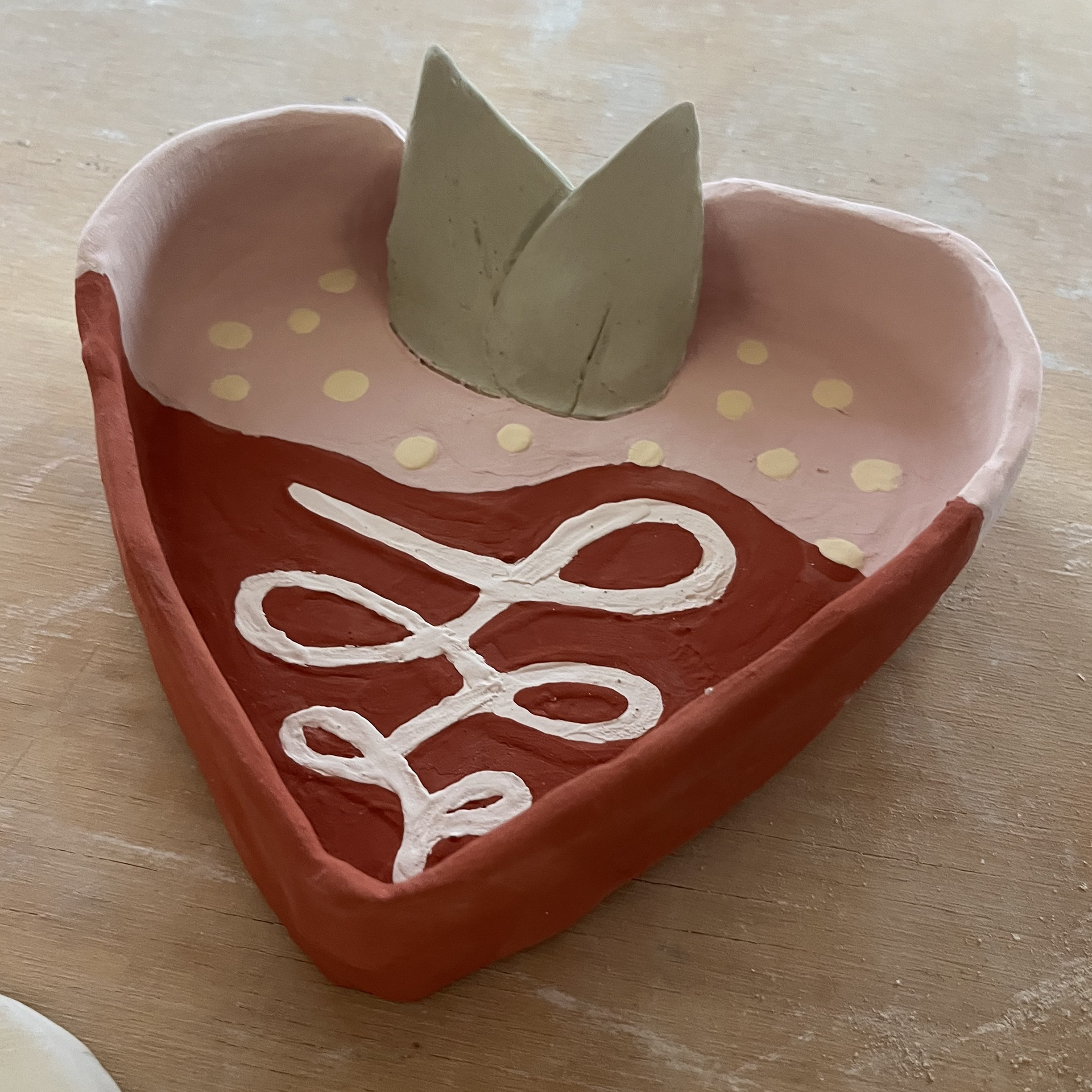 Chocolate Covered Strawberry Bowl: Bisque Fired & Glazed