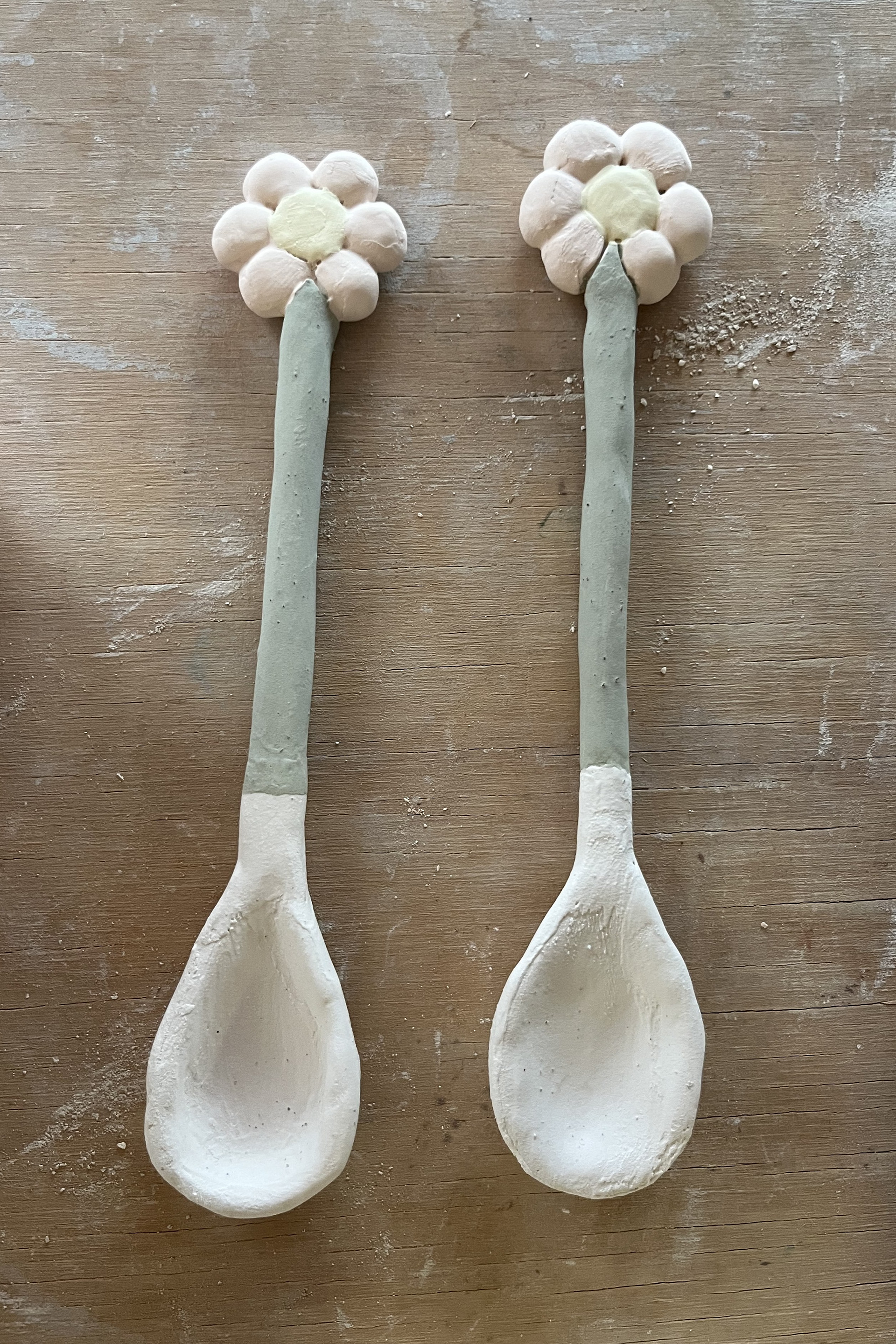 Floral Spoons: Bisque Fired & Glazed (Front)