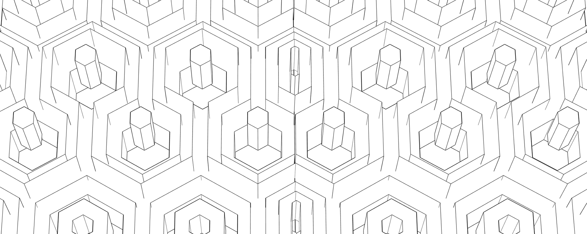 4”x10” 3D Line Drawing 2 - Mirrored Pentagons