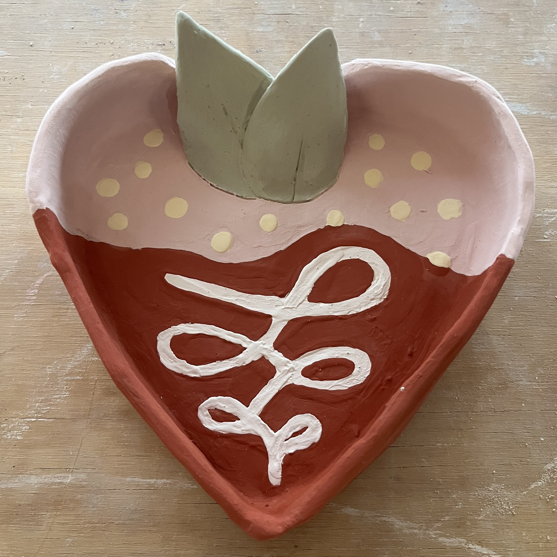 Chocolate Covered Strawberry Bowl: Bisque Fired & Glazed