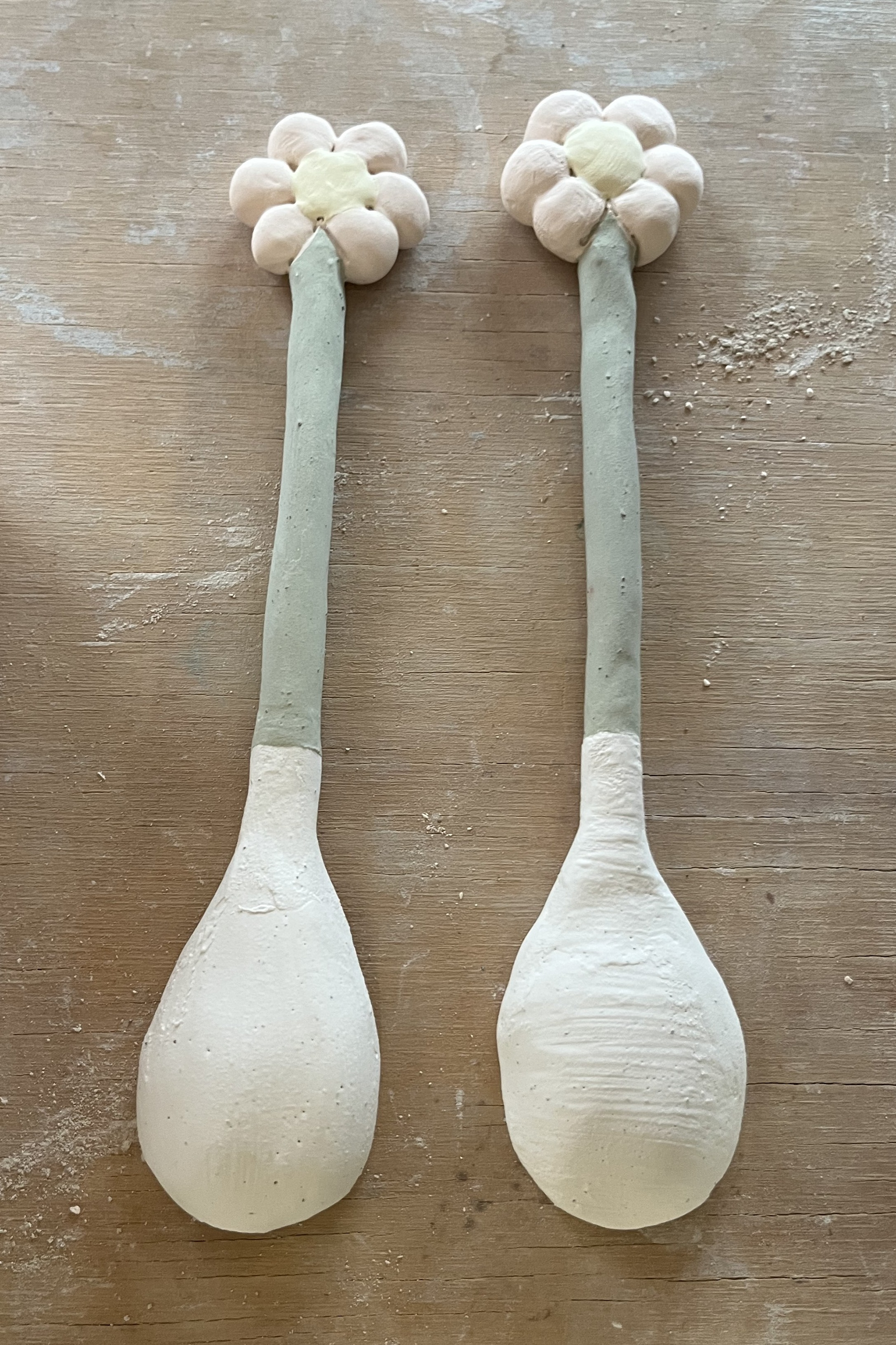 Floral Spoons: Bisque Fired & Glazed (Back)