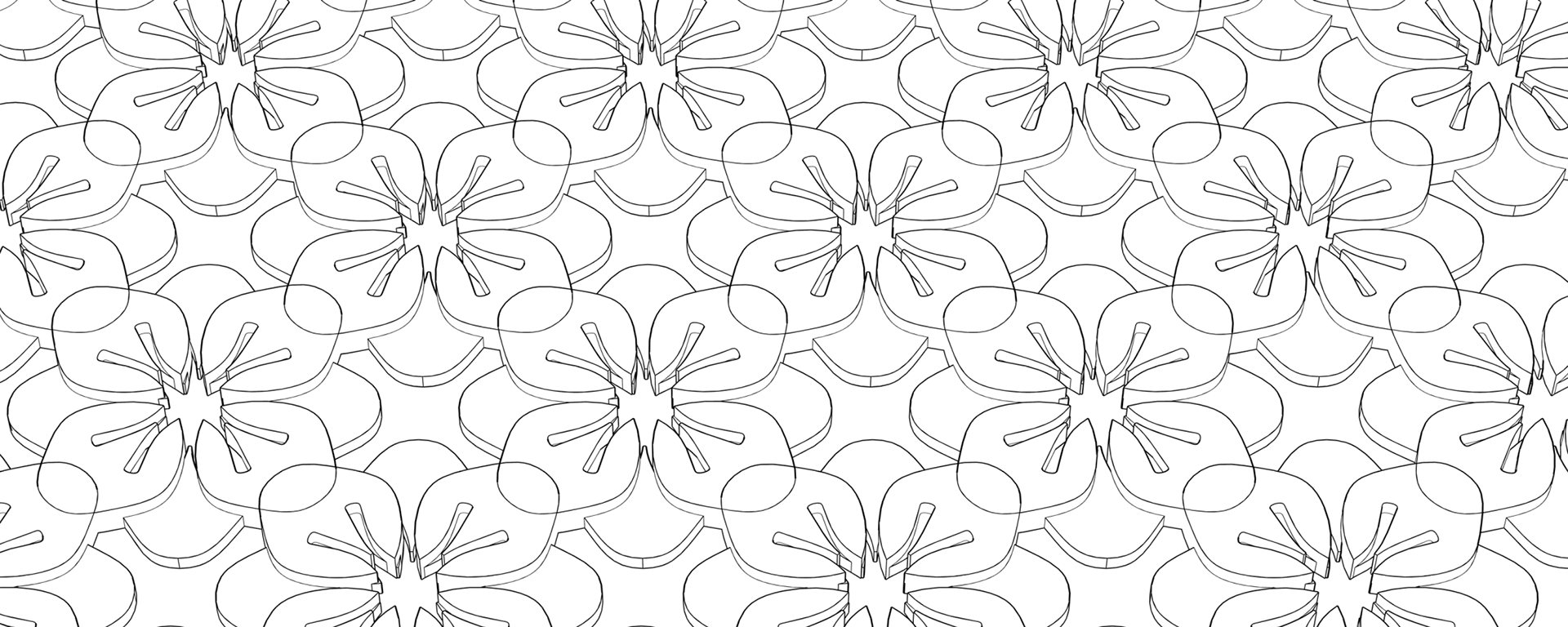 4”x10” 3D Line Drawing 3 - Flower Pattern