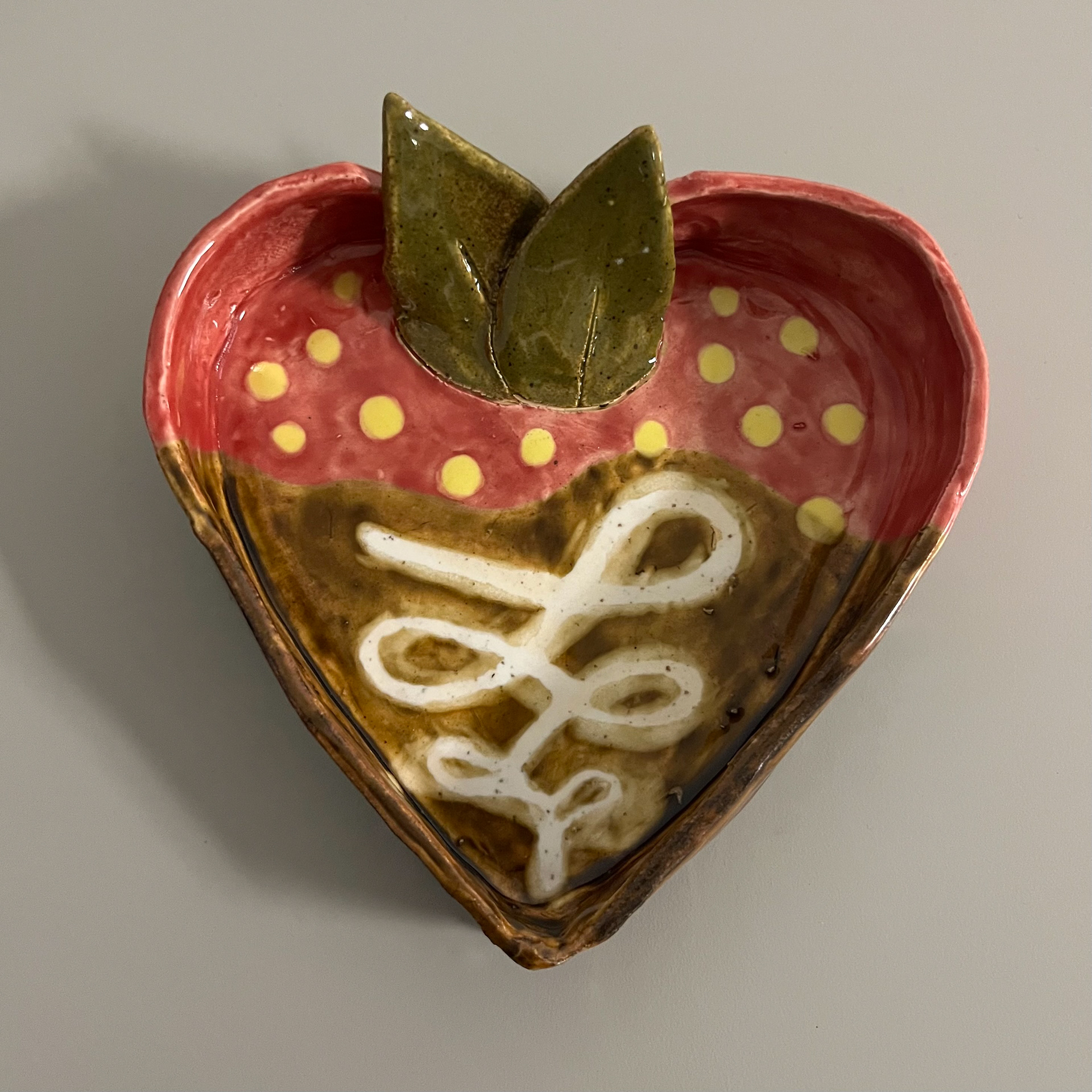 Chocolate Covered Strawberry Bowl: Glaze Fired