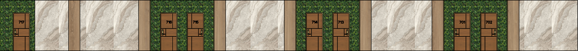 Elevator Lobby: Corridor Wall with Guestroom Doors
