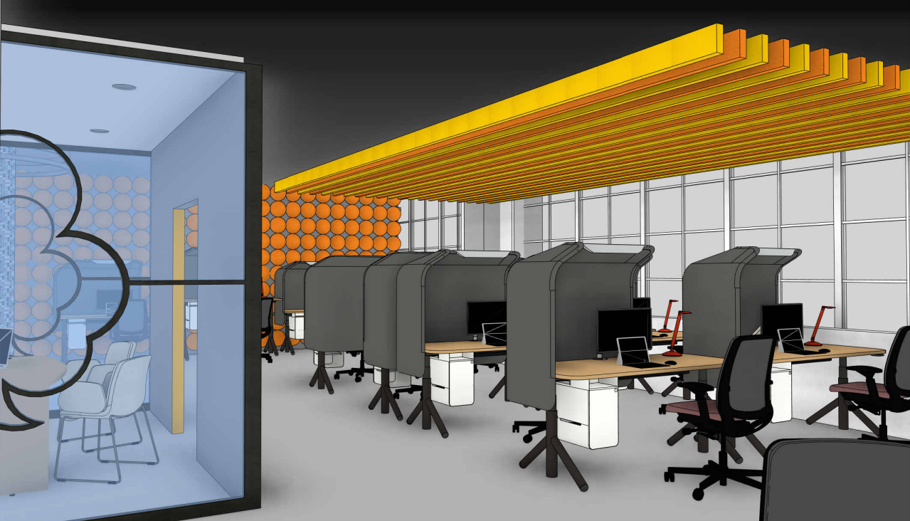 Rendered Open Office Area 2