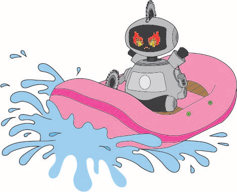 Angry Robot In an Inflatable Boat