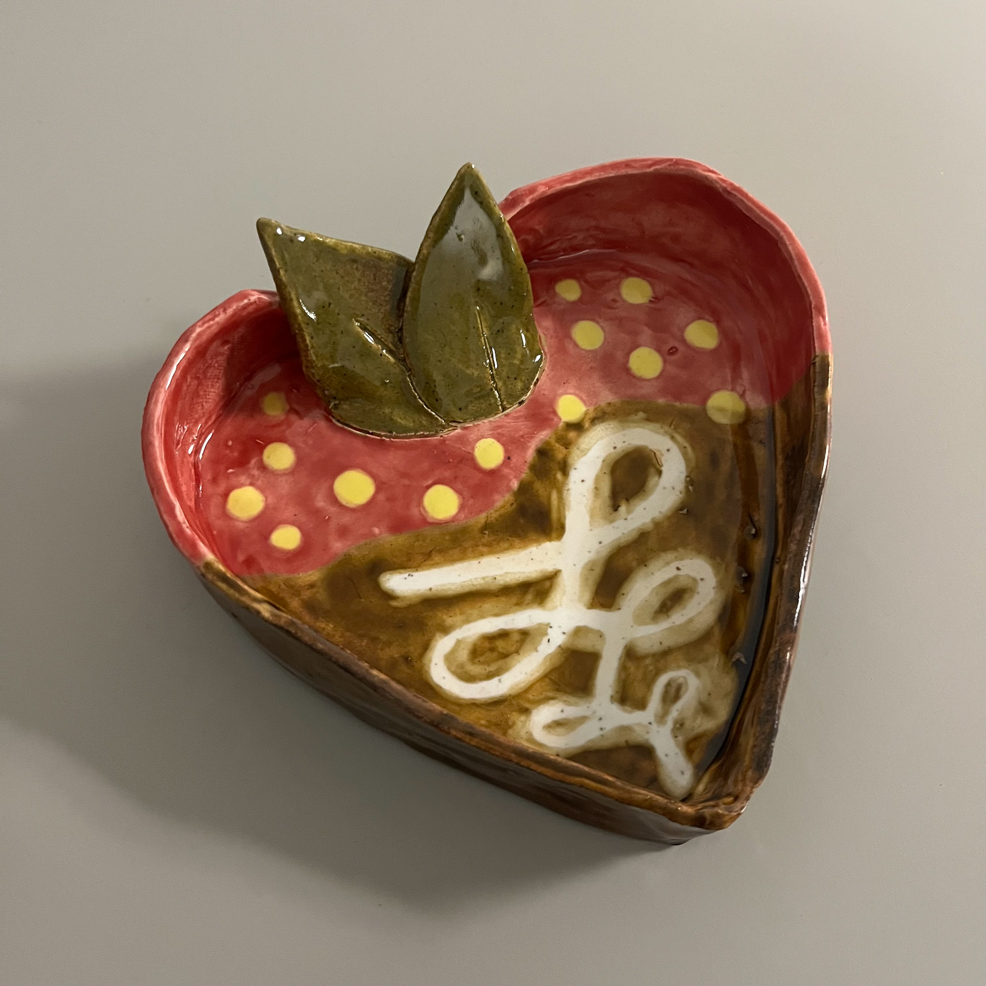Chocolate Covered Strawberry Bowl: Glaze Fired