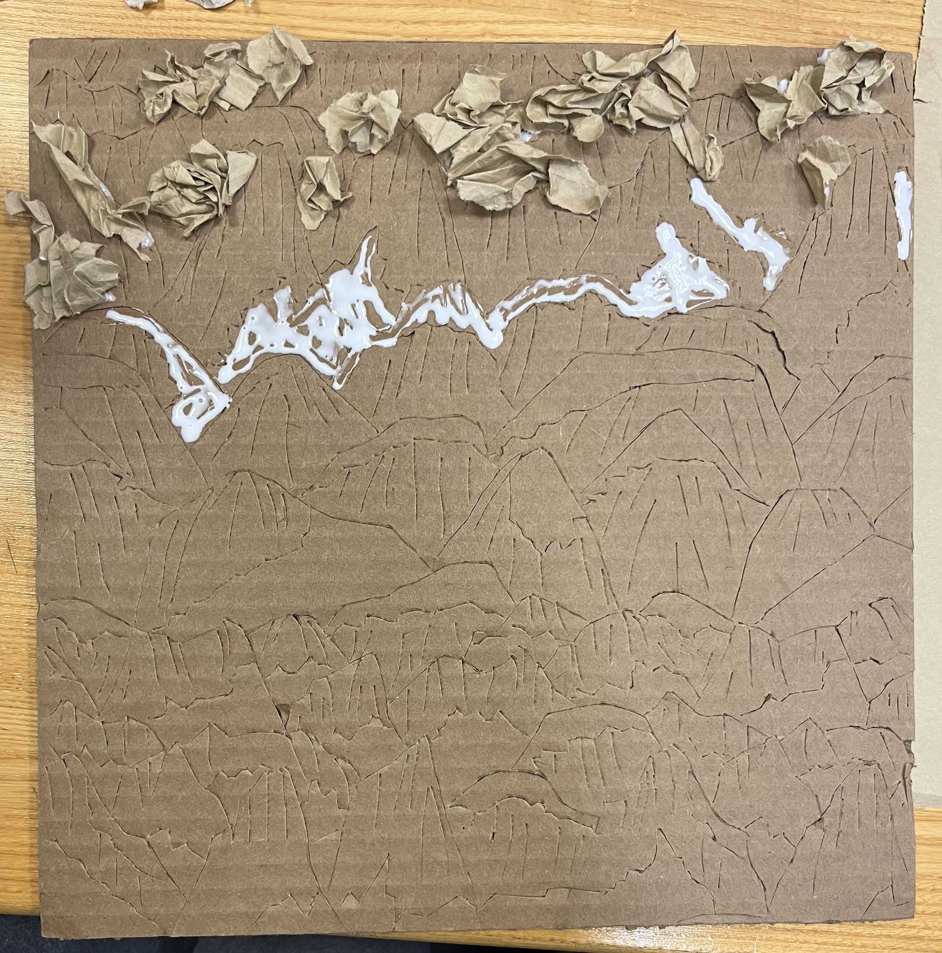 Step 4b: Glueing down Kraft Paper