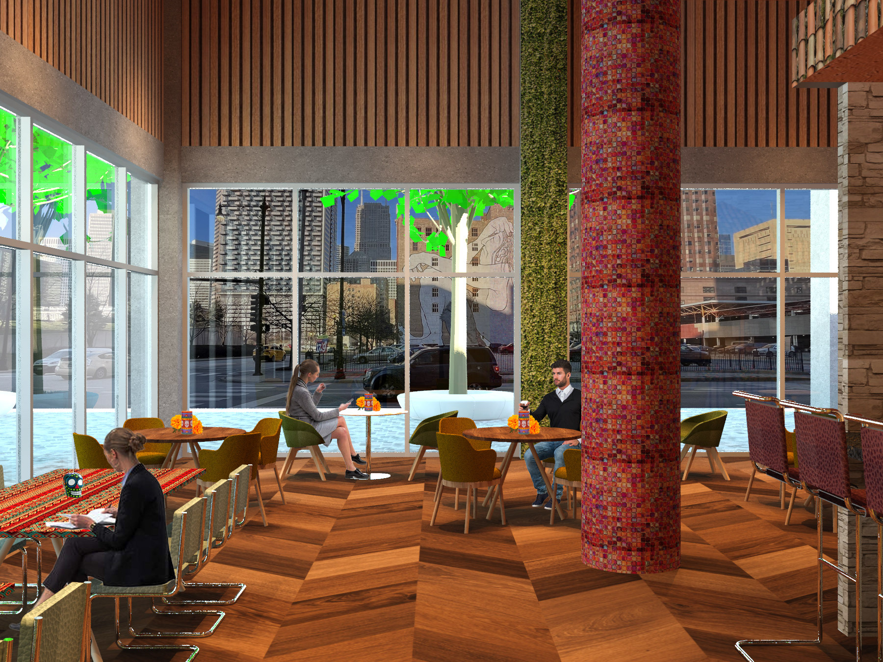 View from the reception area facing north (Photoshopped)