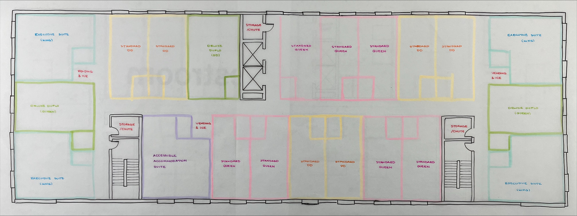 Guestroom Floor Bubble Diagram: 1/8" = 1'-0"