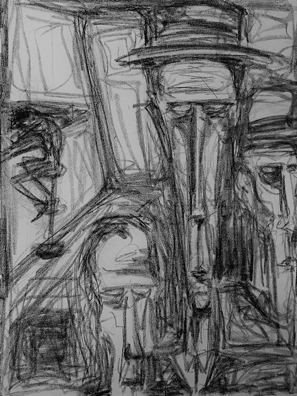"Barszene" ink on paper 2018