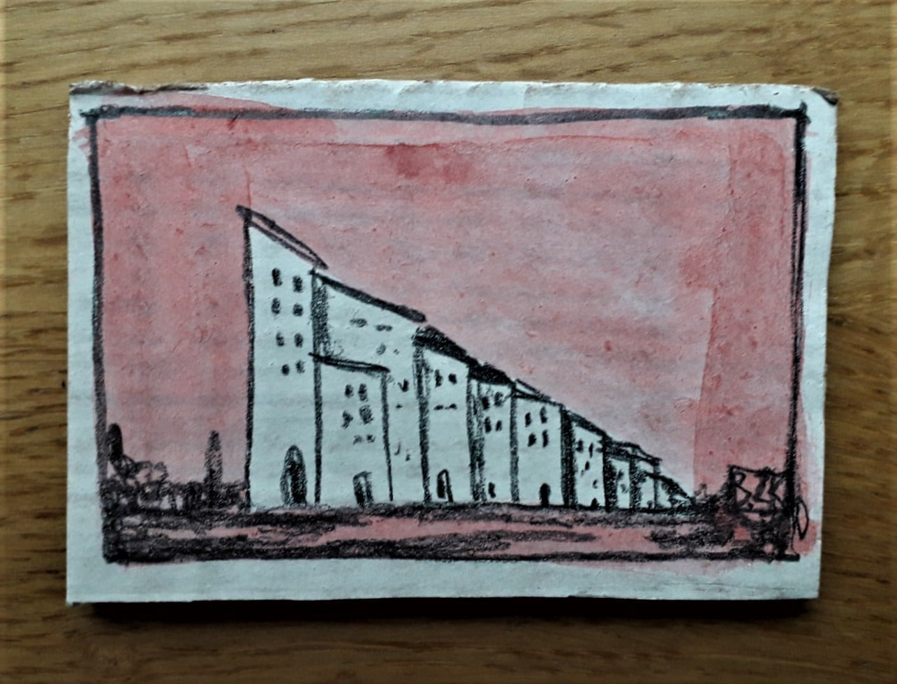 "Hausschnitt II" - Kohle und Gouache auf Karton, 2021