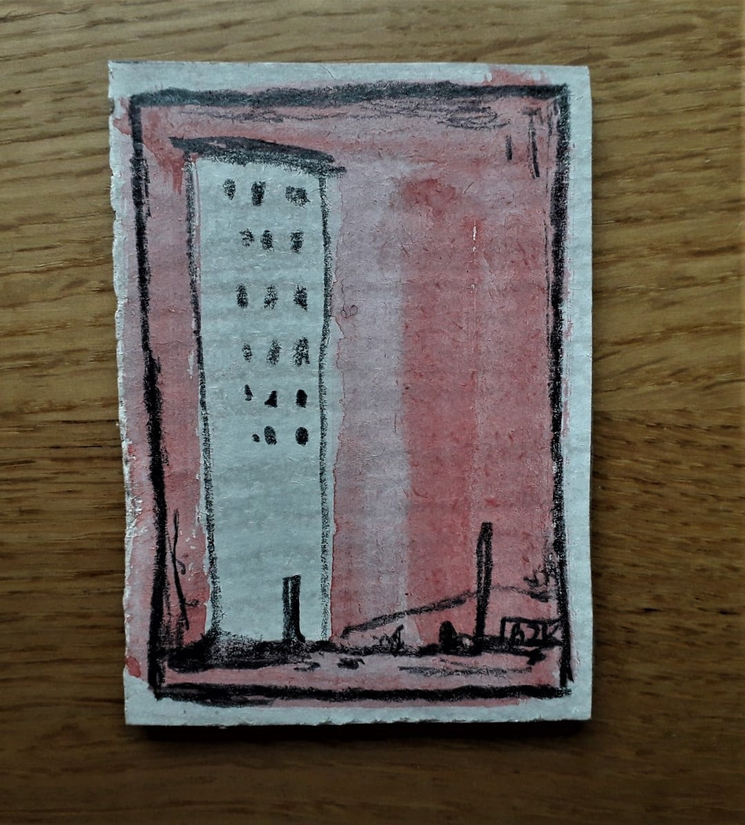 "Hausstellung I" - Kohle und Gouache auf Karton, 2021