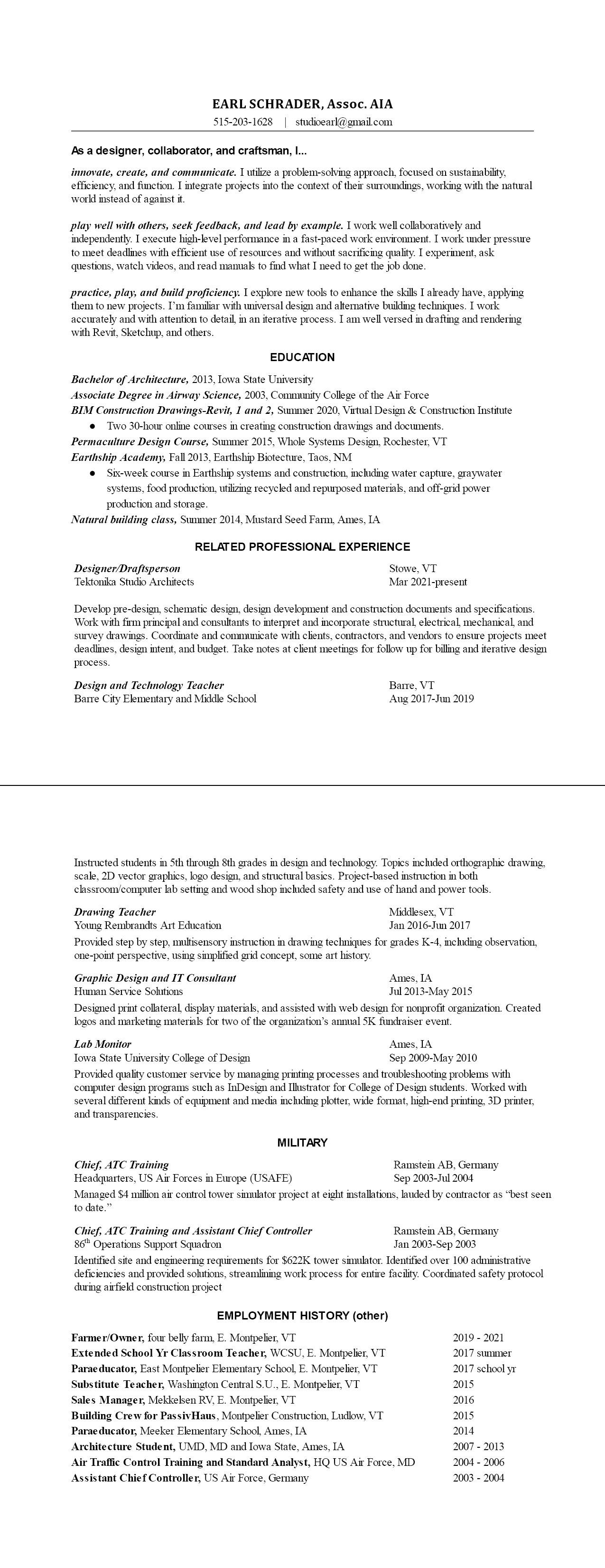 2022 Earl Resume (2 pgs)