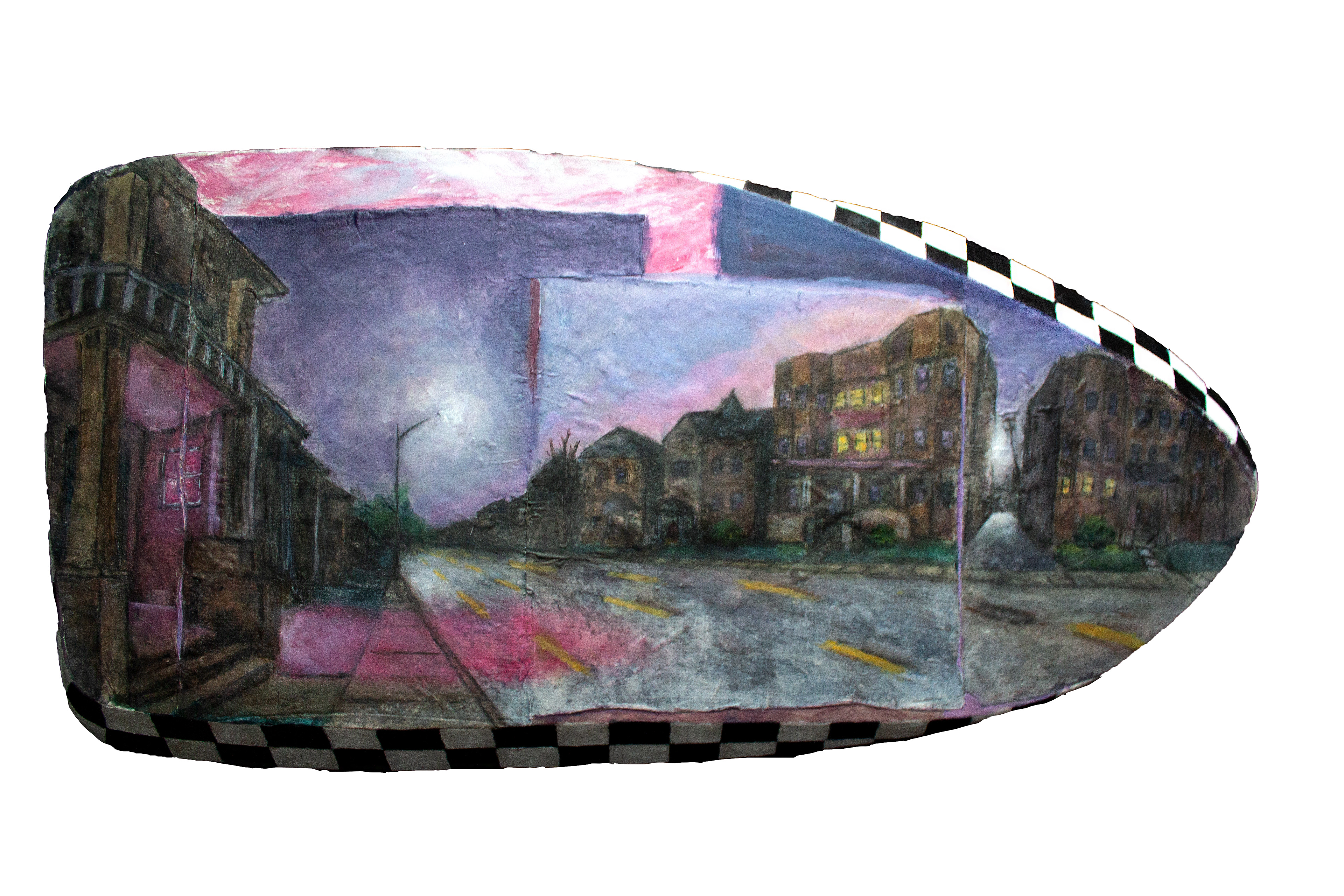 𝘚𝘶𝘴𝘵𝘢𝘪𝘯𝘦𝘥 𝘍𝘰𝘳 𝘢 𝘚𝘦𝘤𝘰𝘯𝘥, ink transfer, acrylic, and watercolor on panel, 2024, 23.5 x 11.5"