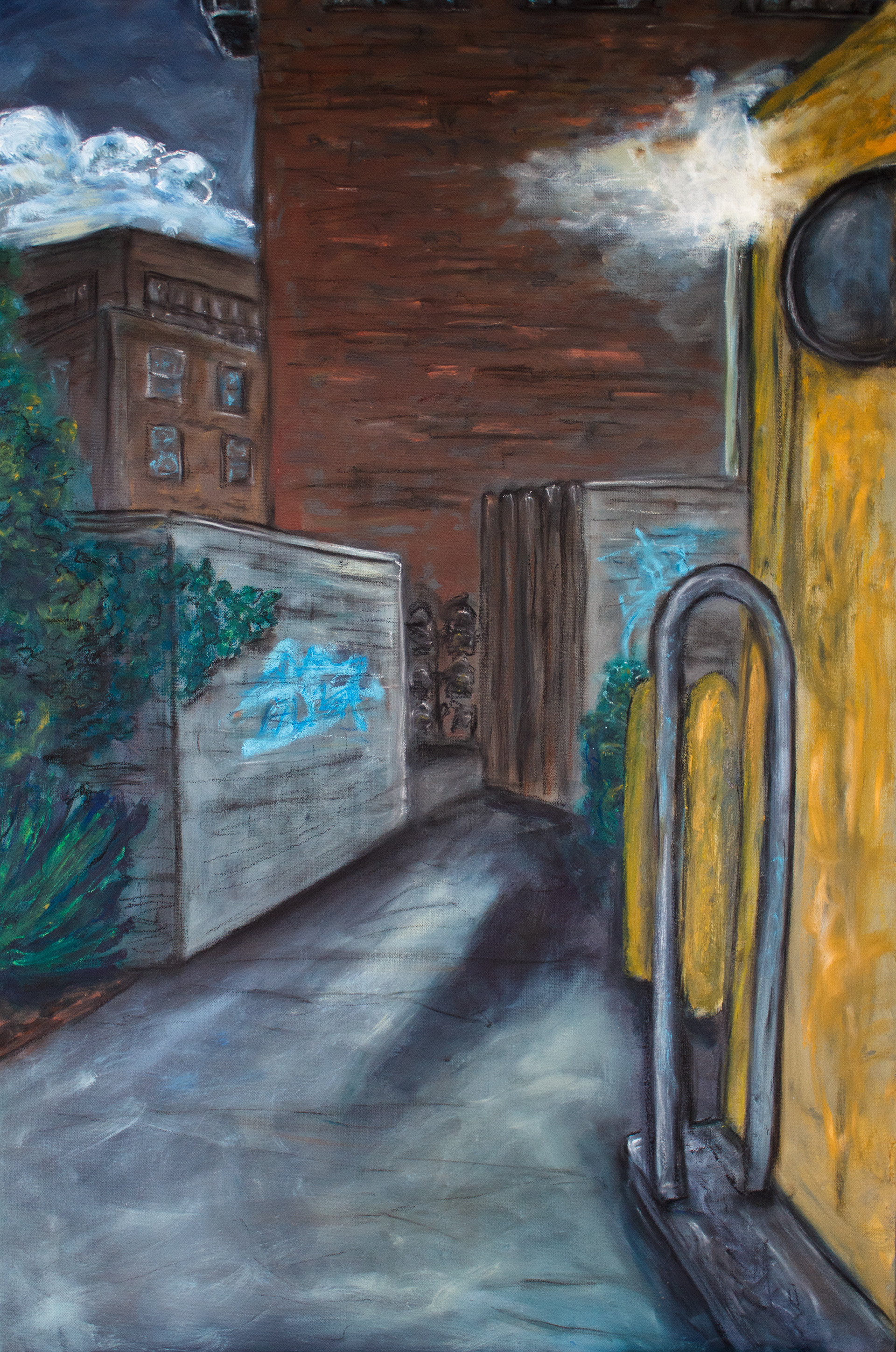 𝘚𝘦𝘯𝘵𝘪𝘮𝘦𝘯𝘵𝘢𝘭 𝘏𝘰𝘰𝘥, oil paint and pastel on canvas, 2023, 24 x 36"