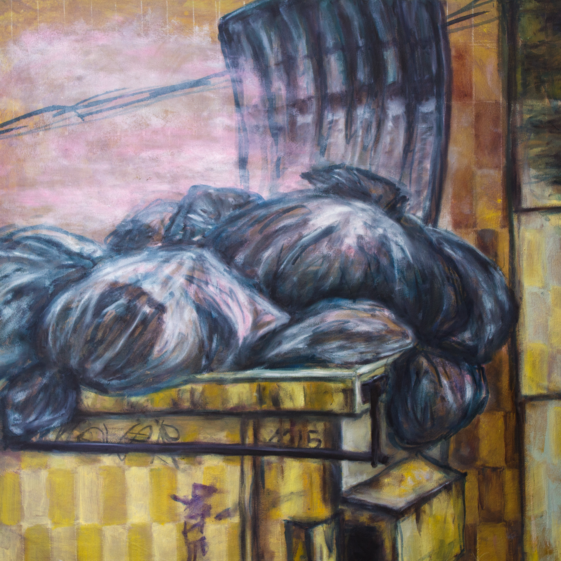 𝘚𝘭𝘢𝘱𝘴, multimedia on panel, 2025, 23 x 23"