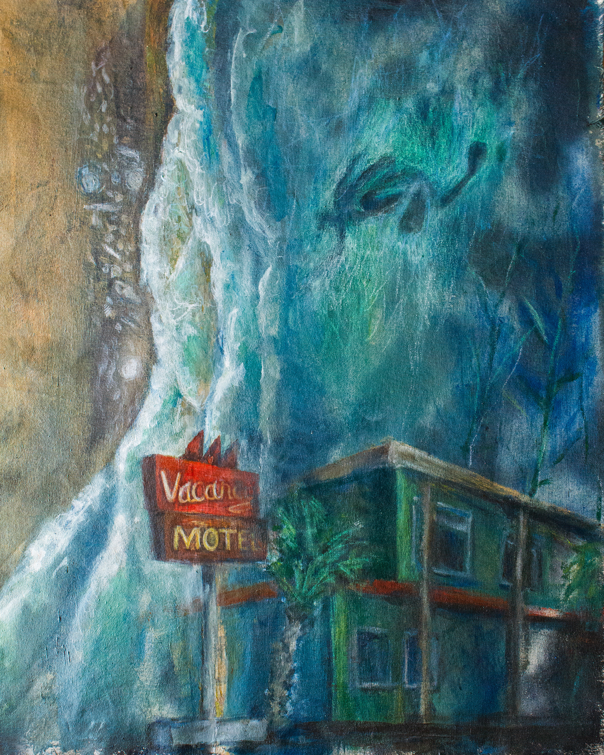 𝘔𝘢𝘻𝘦, ink transfer, acrylic and spray paint with wax pencil on canvas, 2025, 24 x 28”