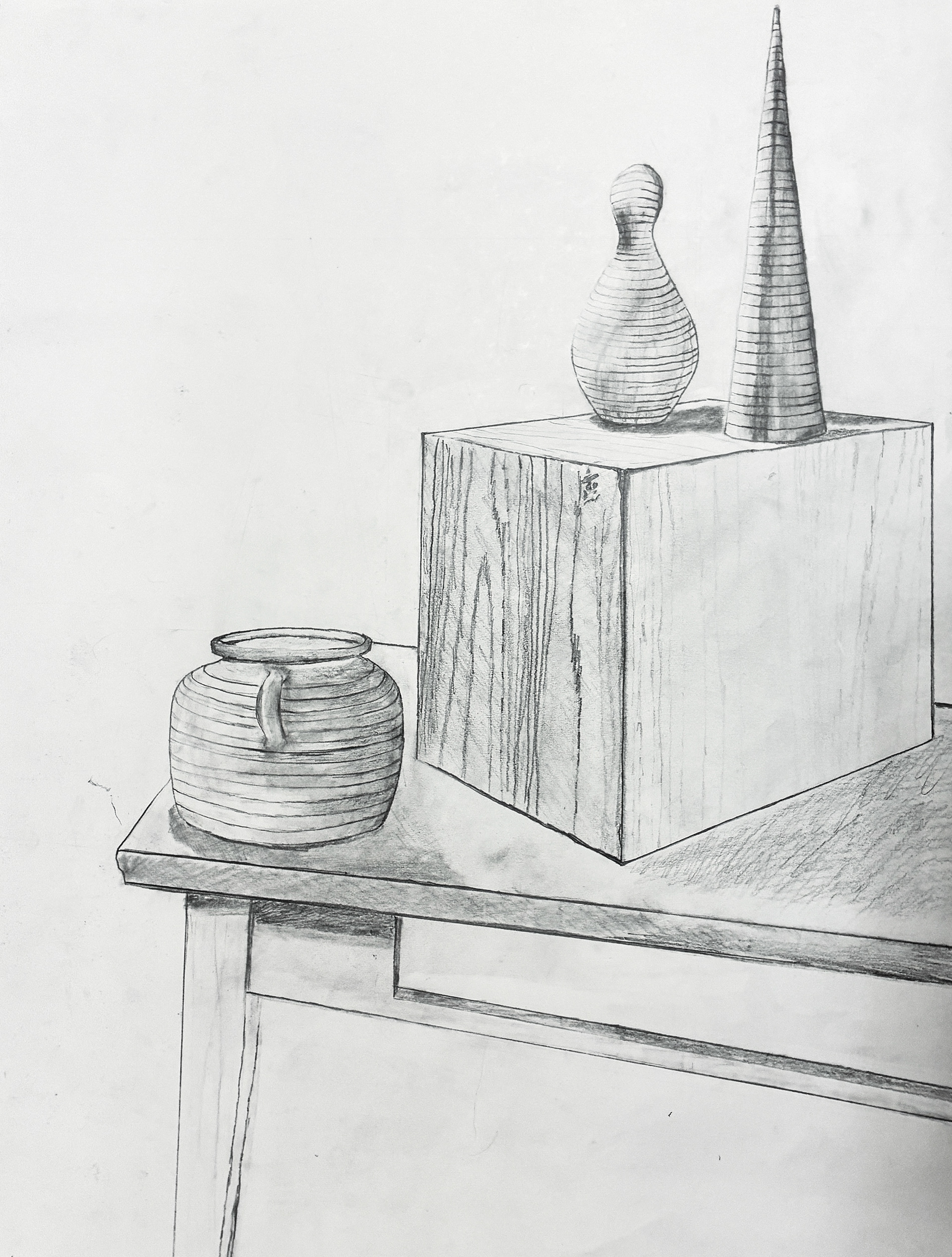 Cross Contour Drawing, graphite on paper, 18 x 24" (Drawing I)