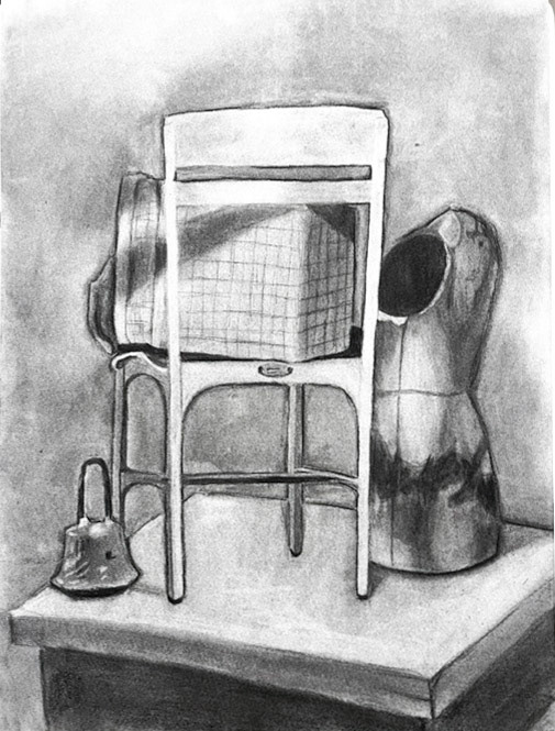 Transparent Construction Charcoal Drawing, charcoal on paper, 18 x 24"