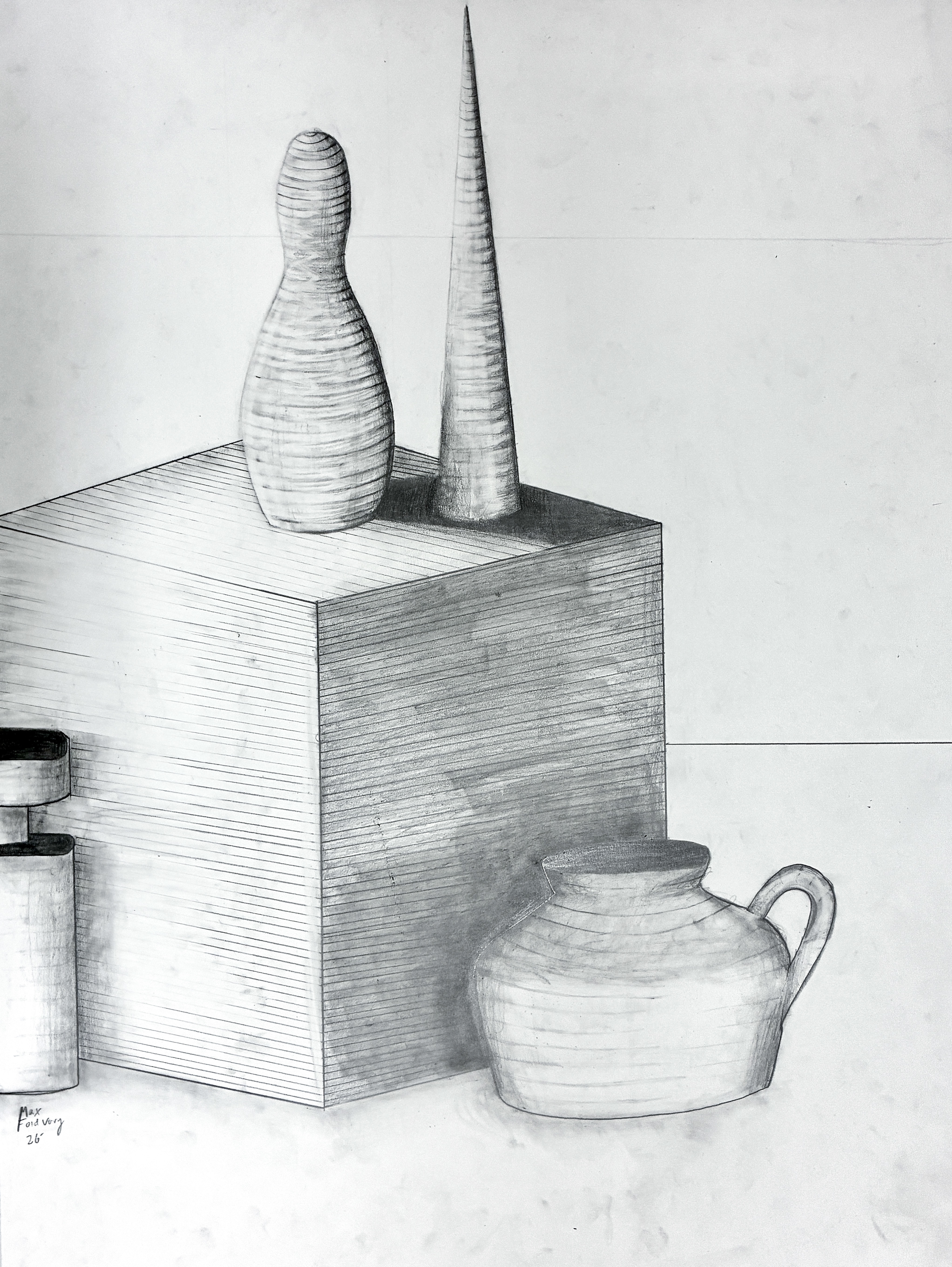 Cross Contour Drawing, graphite on paper, 18 x 24" (Drawing I)