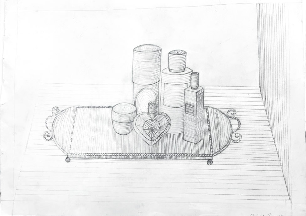 Cross Contour Drawing, graphite on paper, 24 x 18" (Drawing I)
