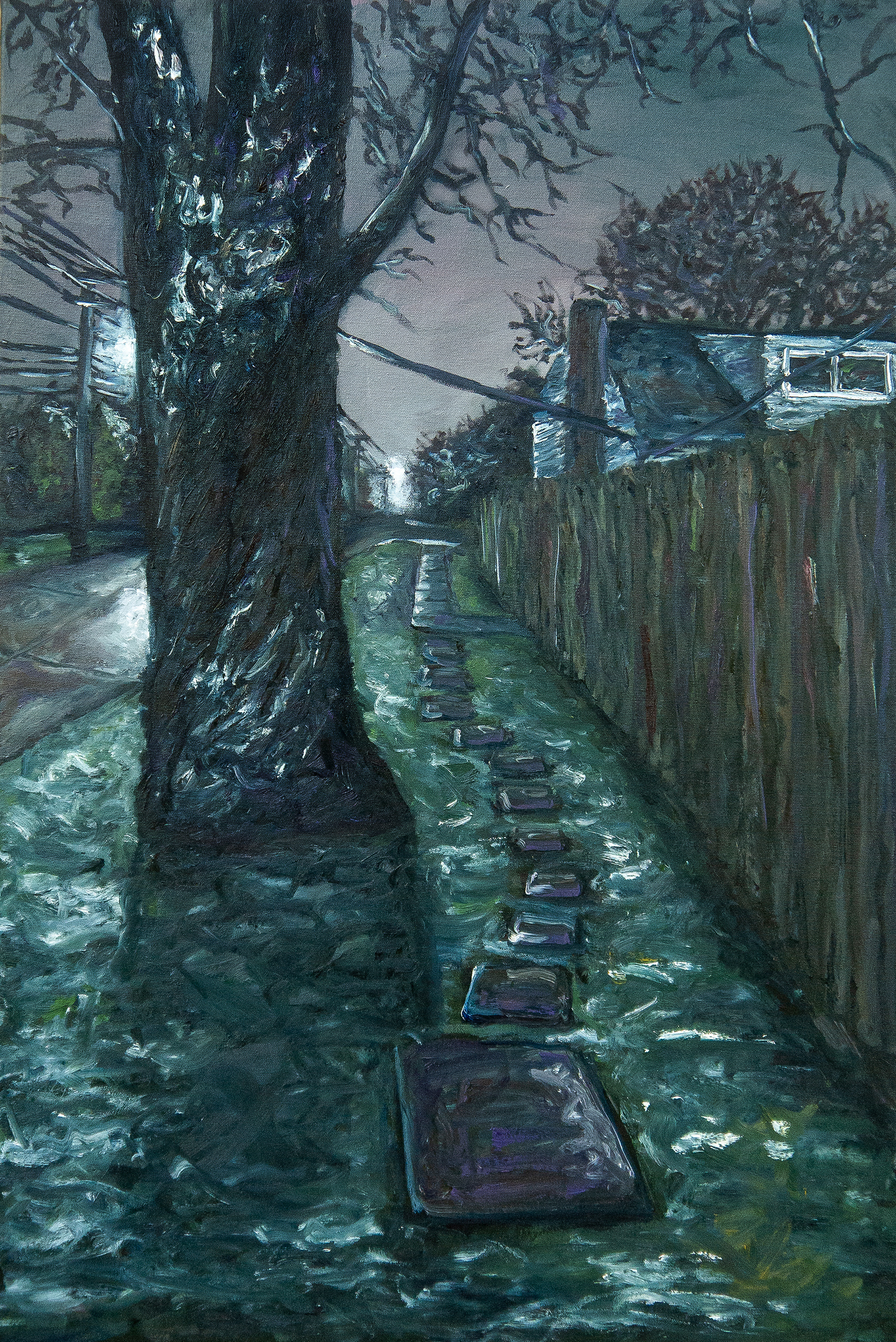 𝘚𝘵𝘦𝘱, oil on canvas, 2021, 24 x 36"