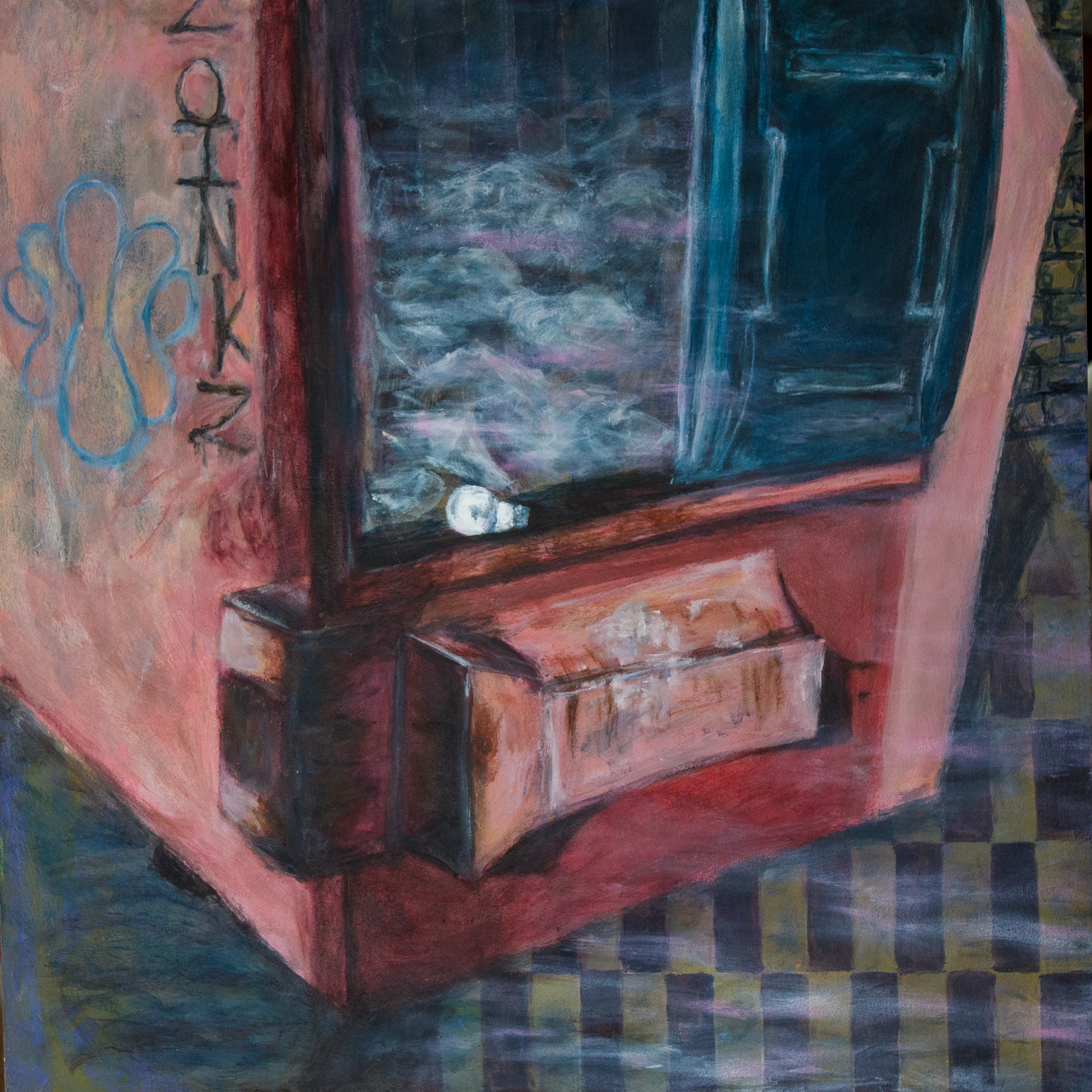 𝘛𝘳𝘶𝘴𝘵 𝘪𝘯 𝘢 𝘊𝘢𝘶𝘵𝘪𝘰𝘶𝘴 𝘎𝘢𝘮𝘦, multimedia on panel, 2025, 23 x 23”