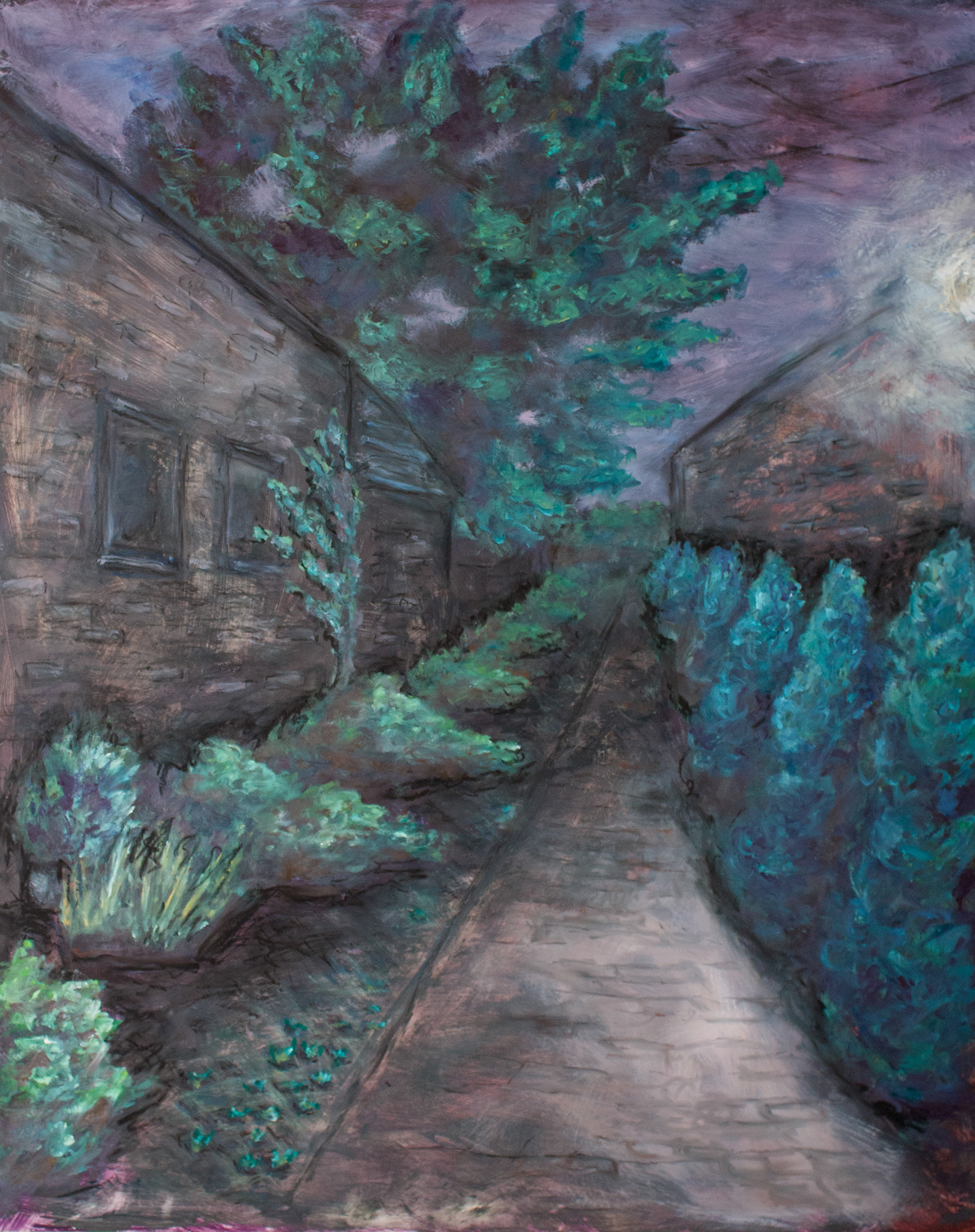 𝘎𝘭𝘦𝘢𝘮𝘪𝘯𝘨 𝘓𝘦𝘢𝘷𝘦𝘴, oil paint and pastel on clayboard, 2023, 16 x 20"