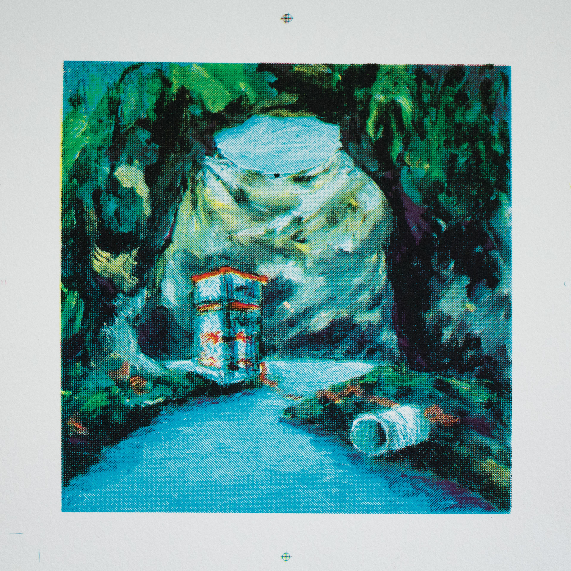 𝘚𝘵𝘳𝘪𝘯𝘨𝘪𝘯𝘨 𝘈𝘭𝘰𝘯𝘨, CMYK screenprint, 2025, 8 x 8"