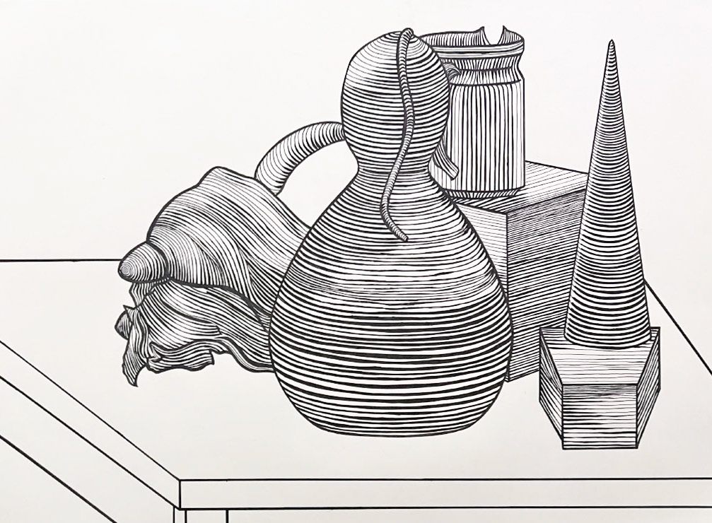 Cross Contour Drawing, micron ink on paper, 24 x 18" (Drawing I)