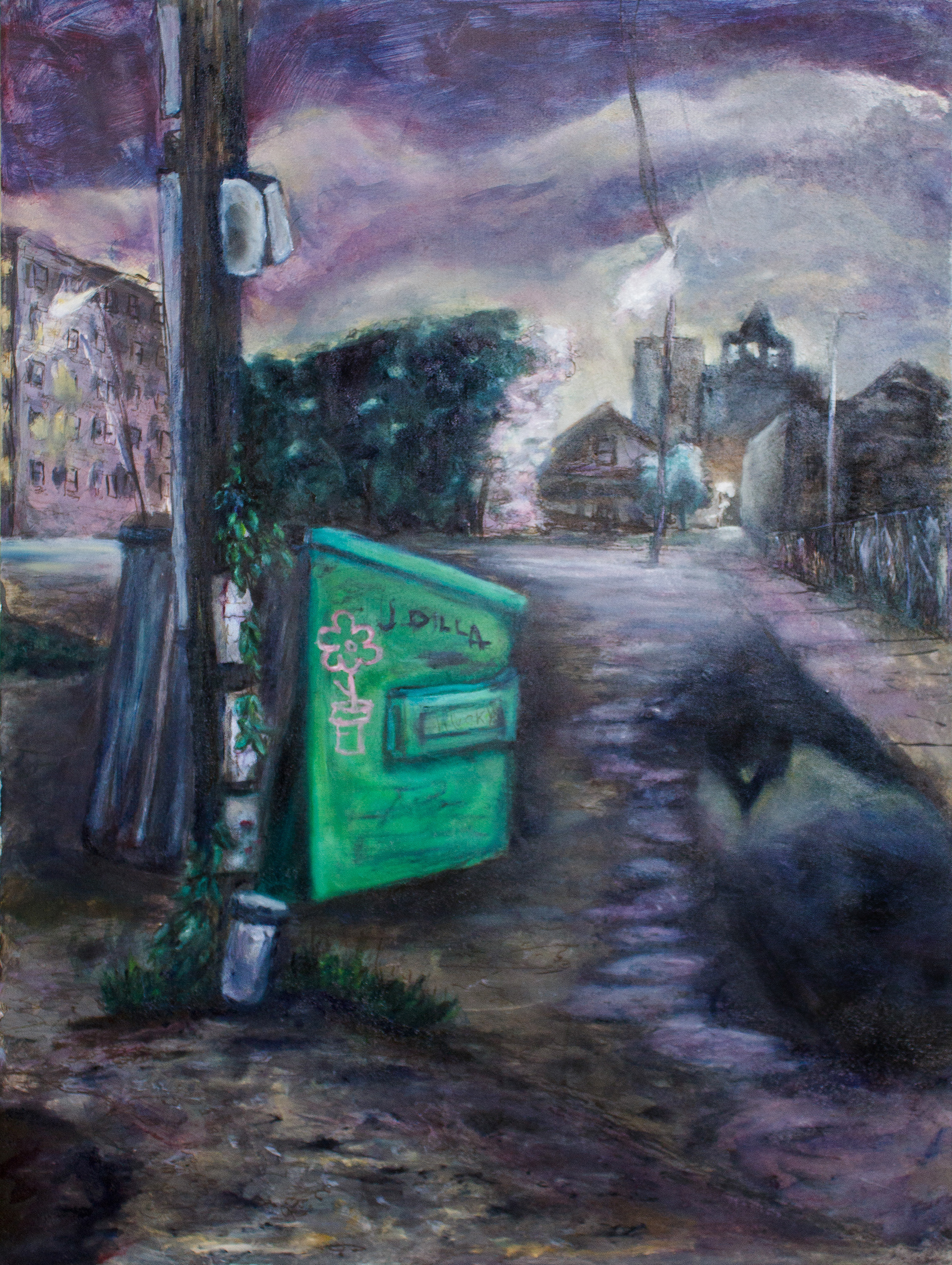 𝘚𝘦𝘮𝘪 𝘚𝘸𝘦𝘦𝘵 𝘋𝘳𝘦𝘢𝘮𝘴, ink transfer, acrylic, and oil on panel, 2023, 16 x 20"