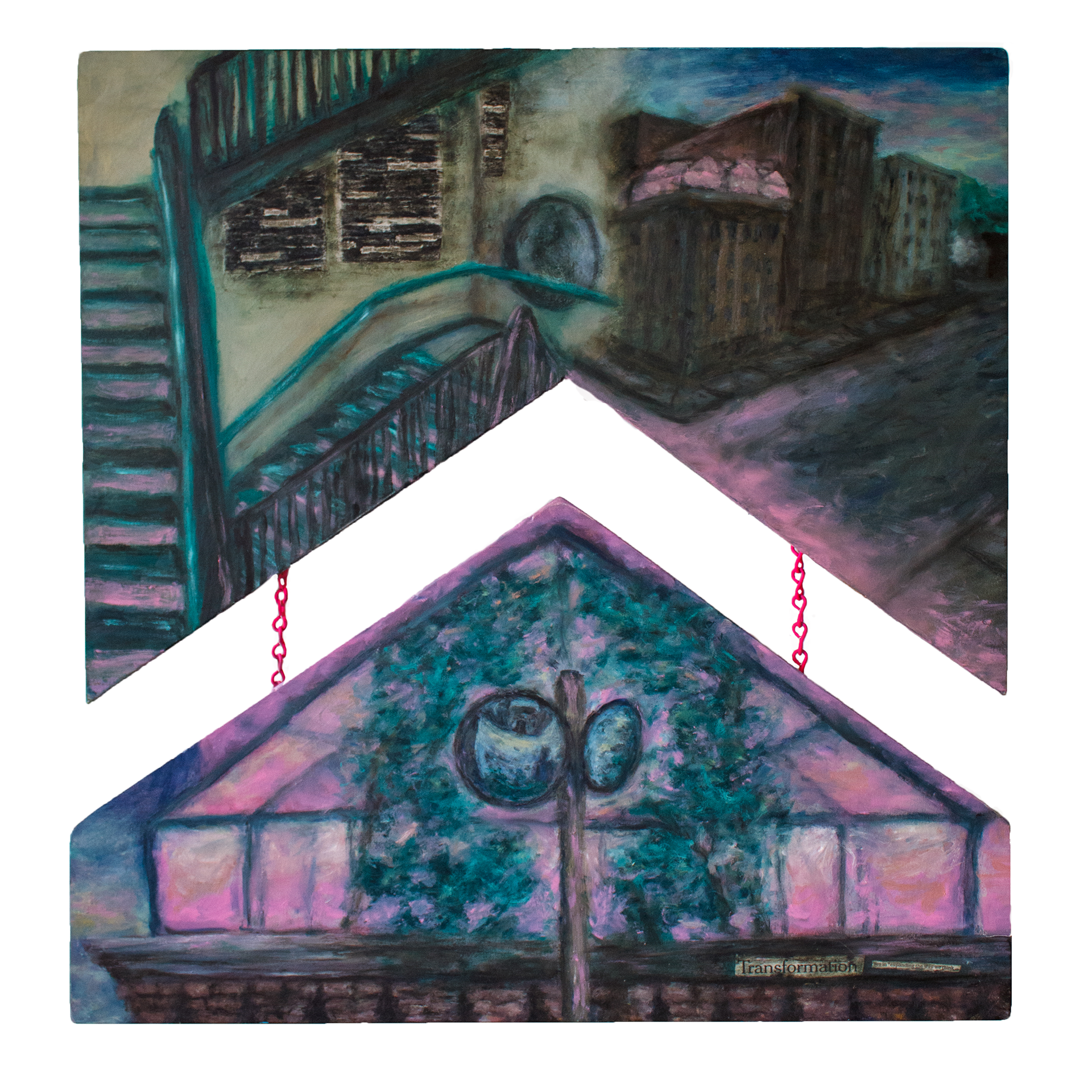 𝘔𝘦𝘵𝘢𝘮𝘰𝘳𝘱𝘩𝘰𝘴𝘪𝘴 (diptych), oil paint and stick on panel, 2024, 22 x 22"