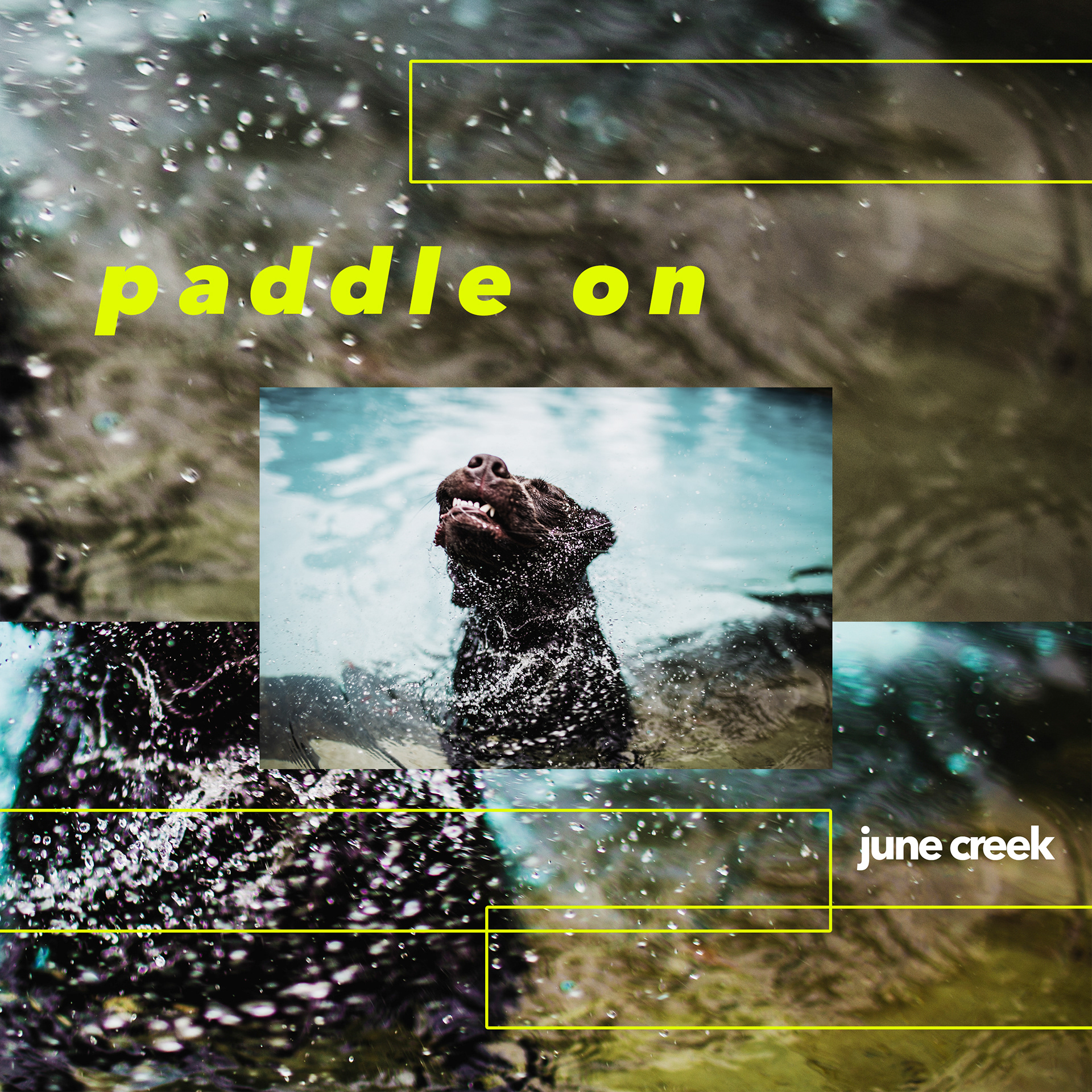 Artwork for indie-folk group, June Creek. The album was recorded on a cross country trip, where they ended every evening swimming in a nearby creek, lake, stream they found along the way.